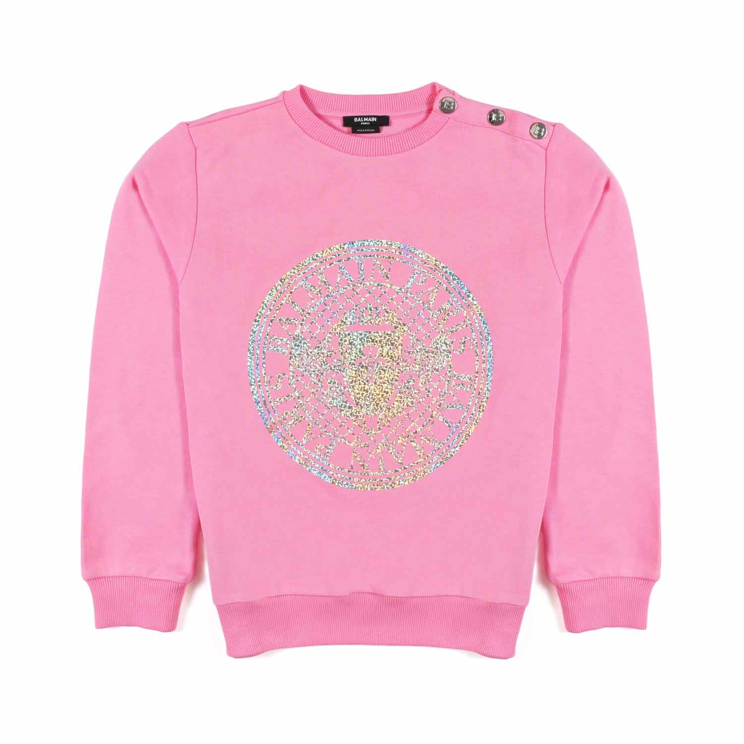 FELPA ROSA CON MAXI LOGO GLITTER MULTICOLOR - annameglio.com abbigliamento moda