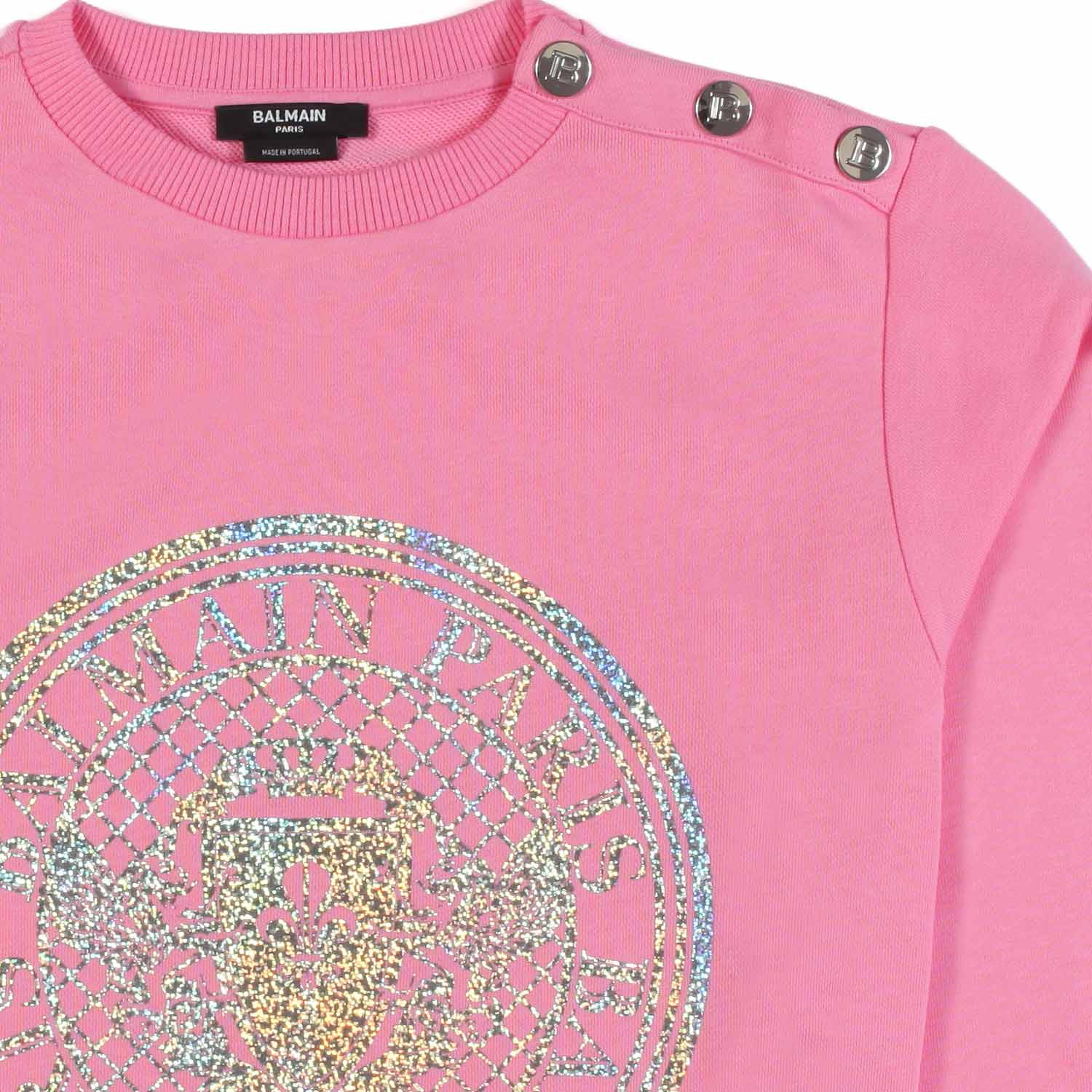 FELPA ROSA CON MAXI LOGO GLITTER MULTICOLOR - annameglio.com abbigliamento moda