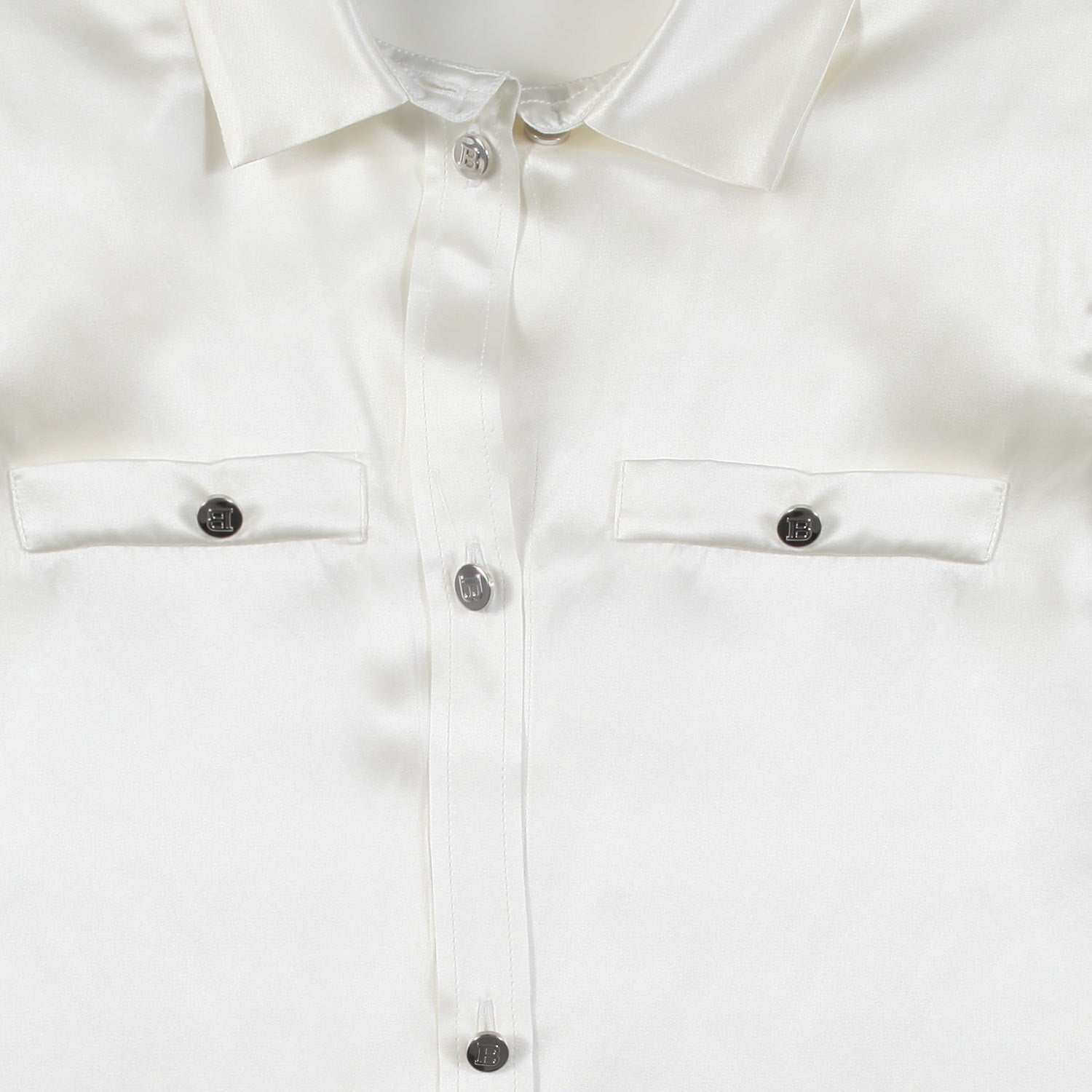 CAMICIA BIANCA DI SETA CON BOTTONI ARGENTATI - annameglio.com abbigliamento moda