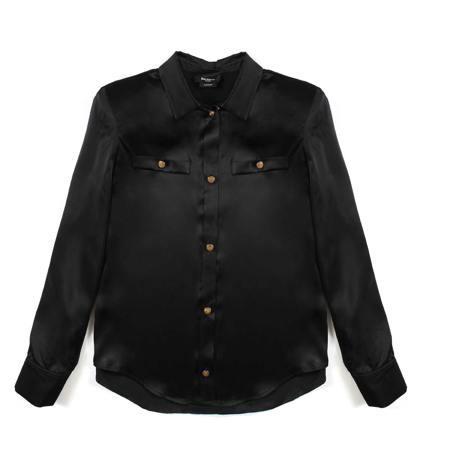 CAMICIA NERA DI SETA CON BOTTONI DORATI - annameglio.com abbigliamento moda