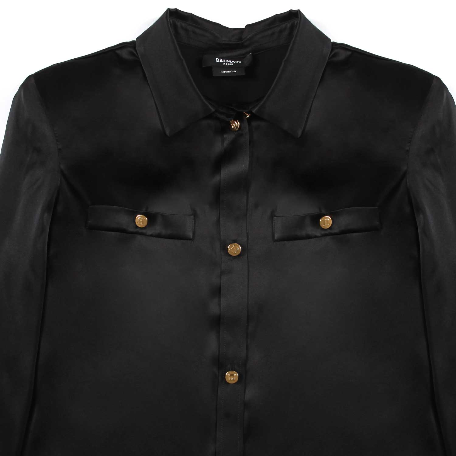 CAMICIA NERA DI SETA CON BOTTONI DORATI - annameglio.com abbigliamento moda