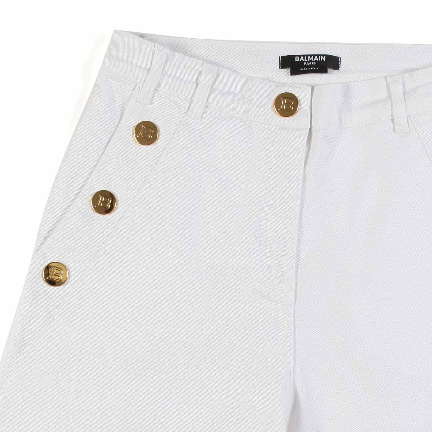 SHORTS BIANCHI CON BOTTONI ORO BAMBINA E TEENAGER - annameglio.com abbigliamento moda