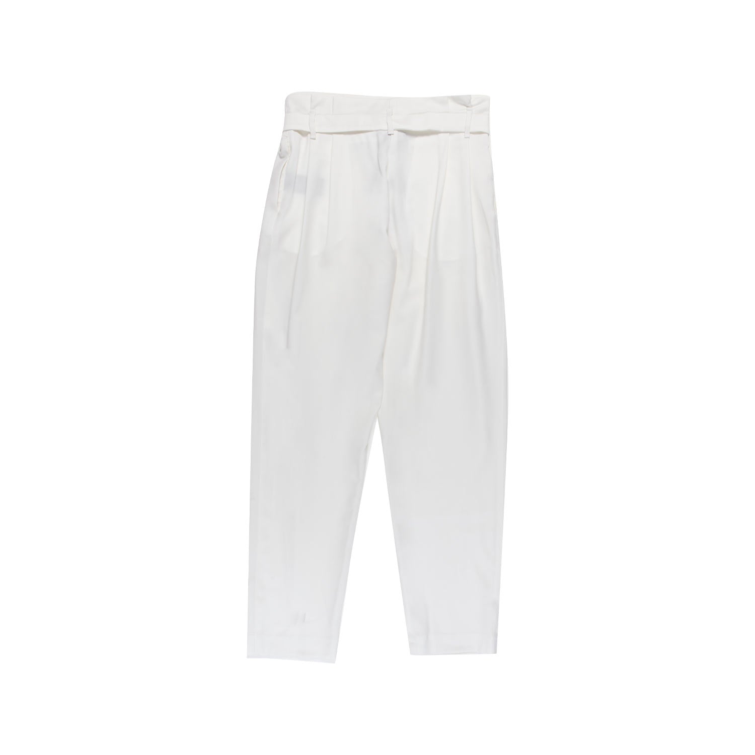 PANTALONE FRESCO LANA BIANCO CON CINTURA - annameglio.com abbigliamento moda