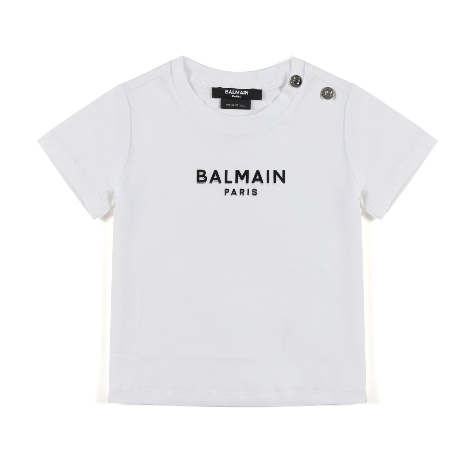 T-SHIRT BIANCA BIMBA CON LOGO NERO E ARGENTO - annameglio.com abbigliamento moda