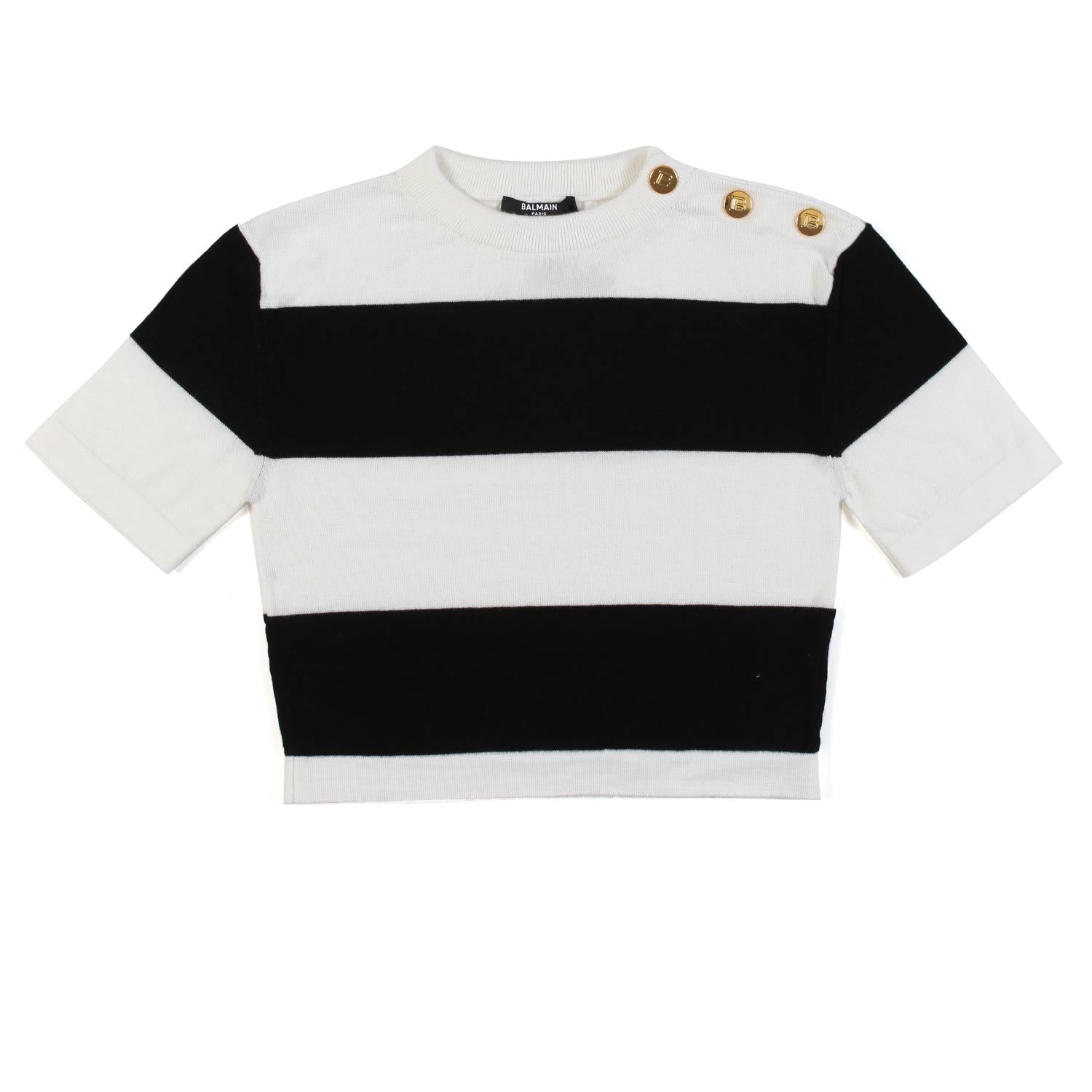 MAGLIA CROPPED BIANCA CON STRISCE NERE - annameglio.com abbigliamento moda