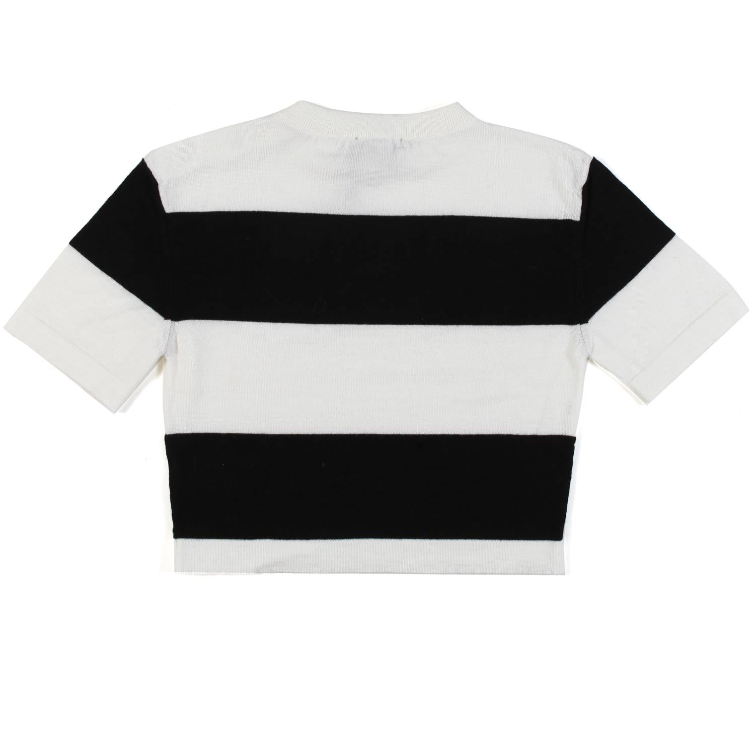 MAGLIA CROPPED BIANCA CON STRISCE NERE - annameglio.com abbigliamento moda