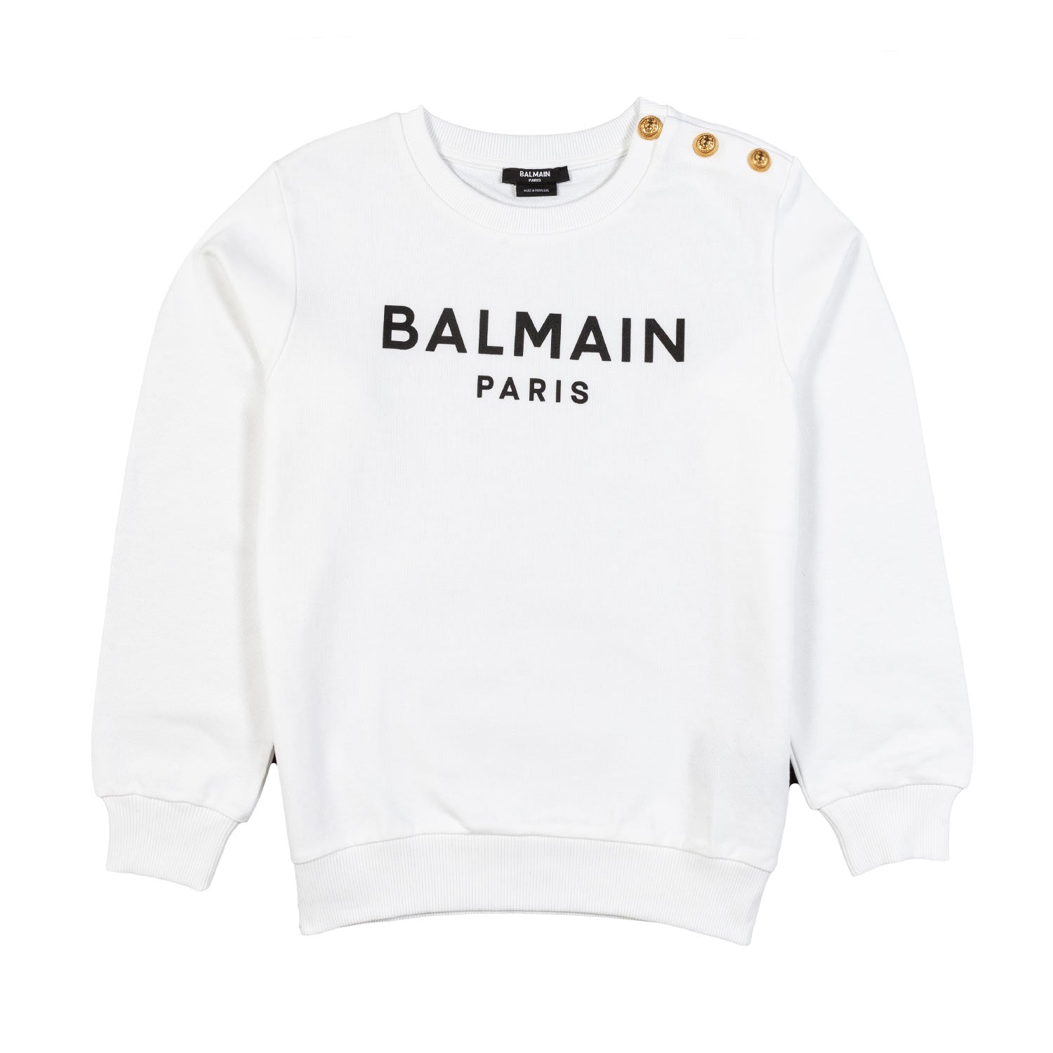 FELPA BIANCA CON BOTTONI ORO E LOGO NERO - annameglio.com abbigliamento moda