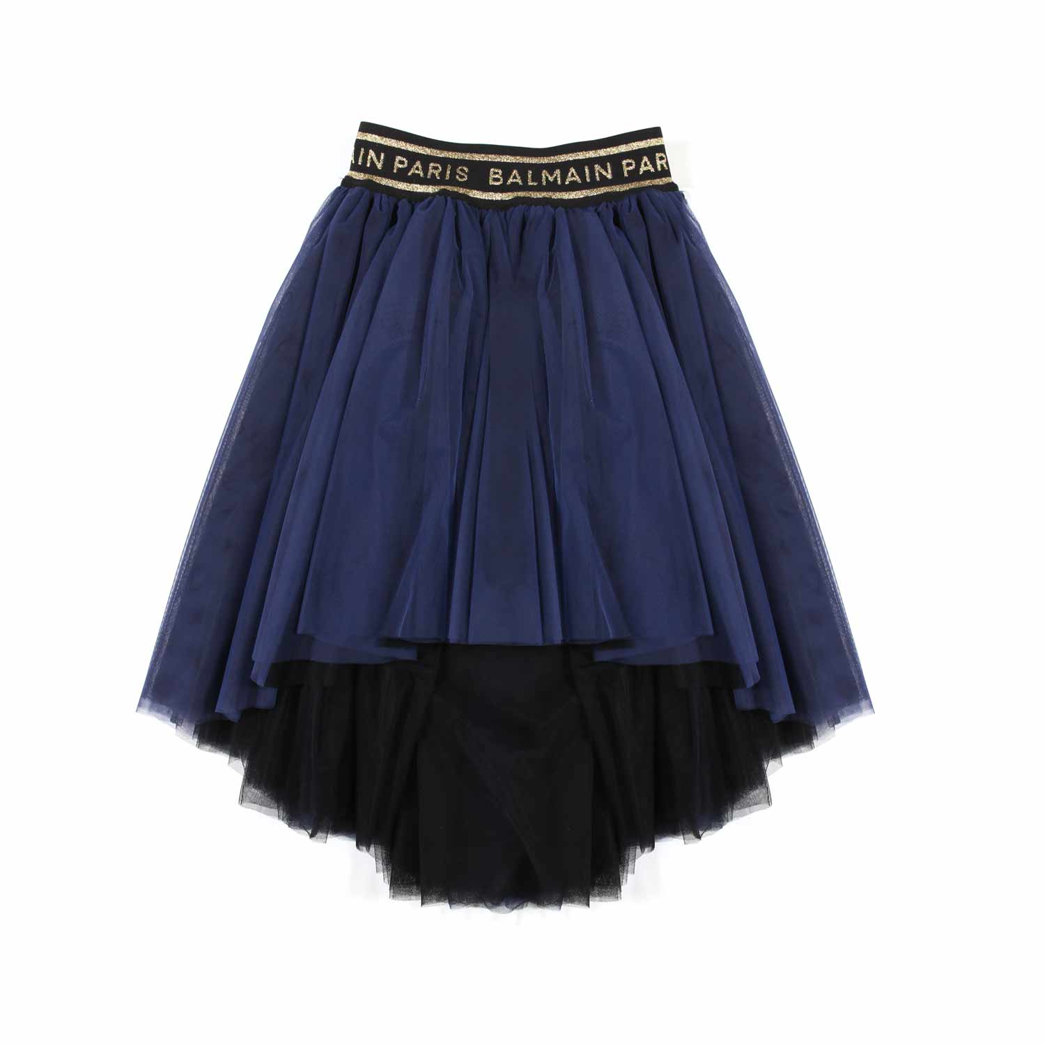GONNA TULLE BLU E NERA CON LOGHI ORO GLITTER - annameglio.com abbigliamento moda