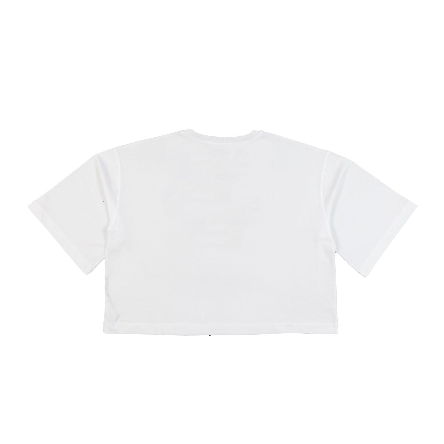 T-SHIRT CROPPED BIANCA CON LOGO ROSA IN RILIEVO - annameglio.com abbigliamento moda