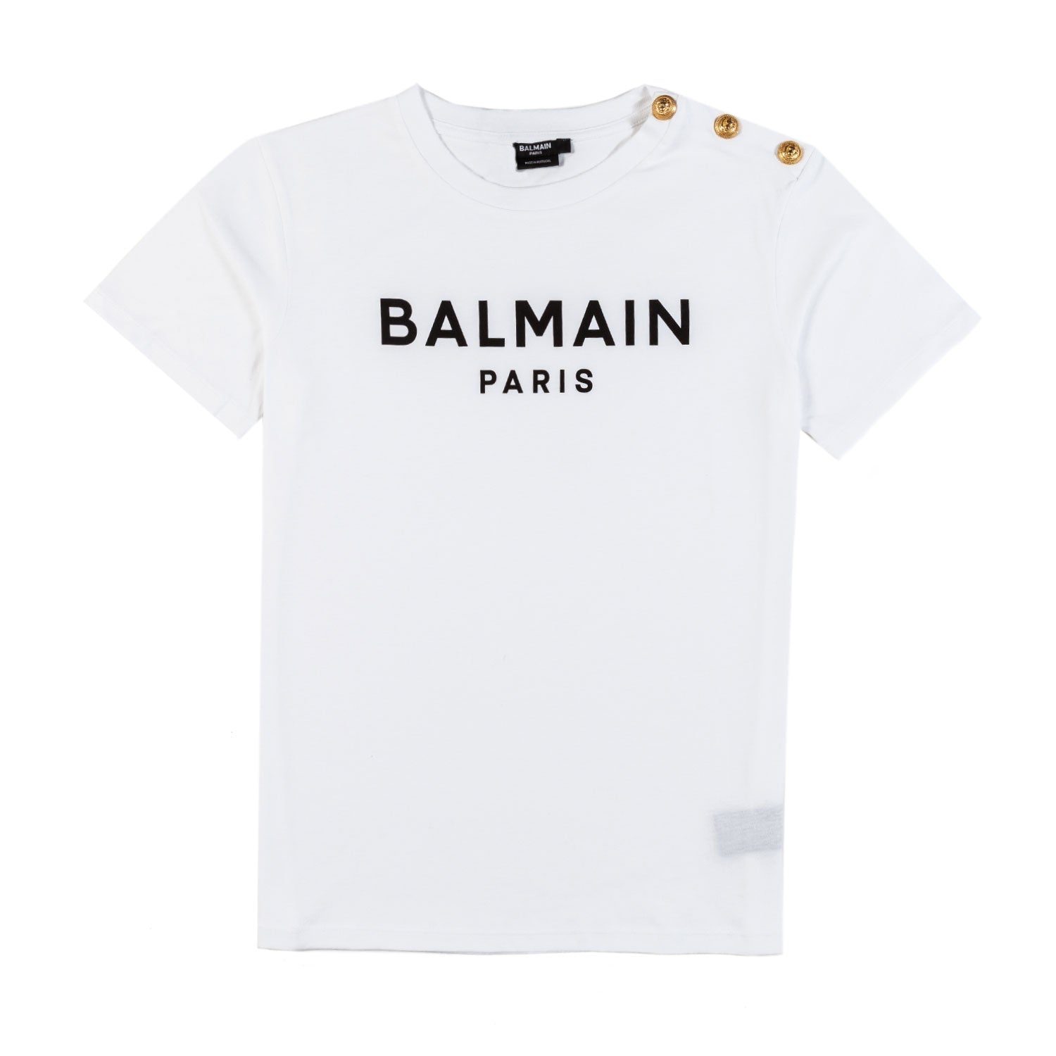 T-SHIRT BIANCA CON LOGO NERO E BOTTONI ORO - annameglio.com abbigliamento moda