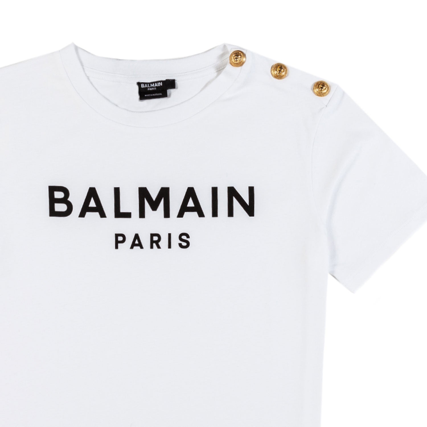 T-SHIRT BIANCA CON LOGO NERO E BOTTONI ORO - annameglio.com abbigliamento moda