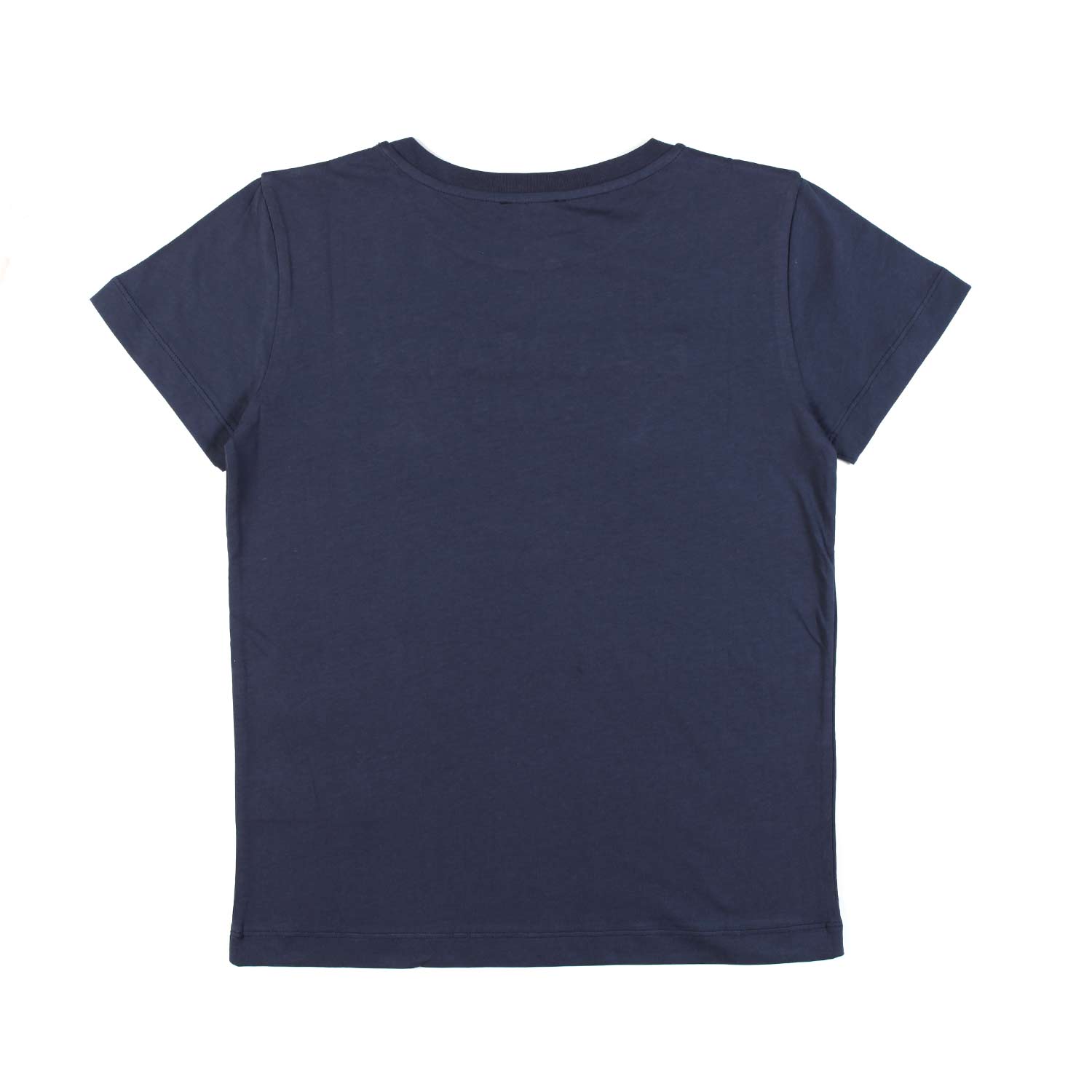 T-SHIRT BLU CON LOGO BIANCO E BOTTONI ORO - annameglio.com abbigliamento moda