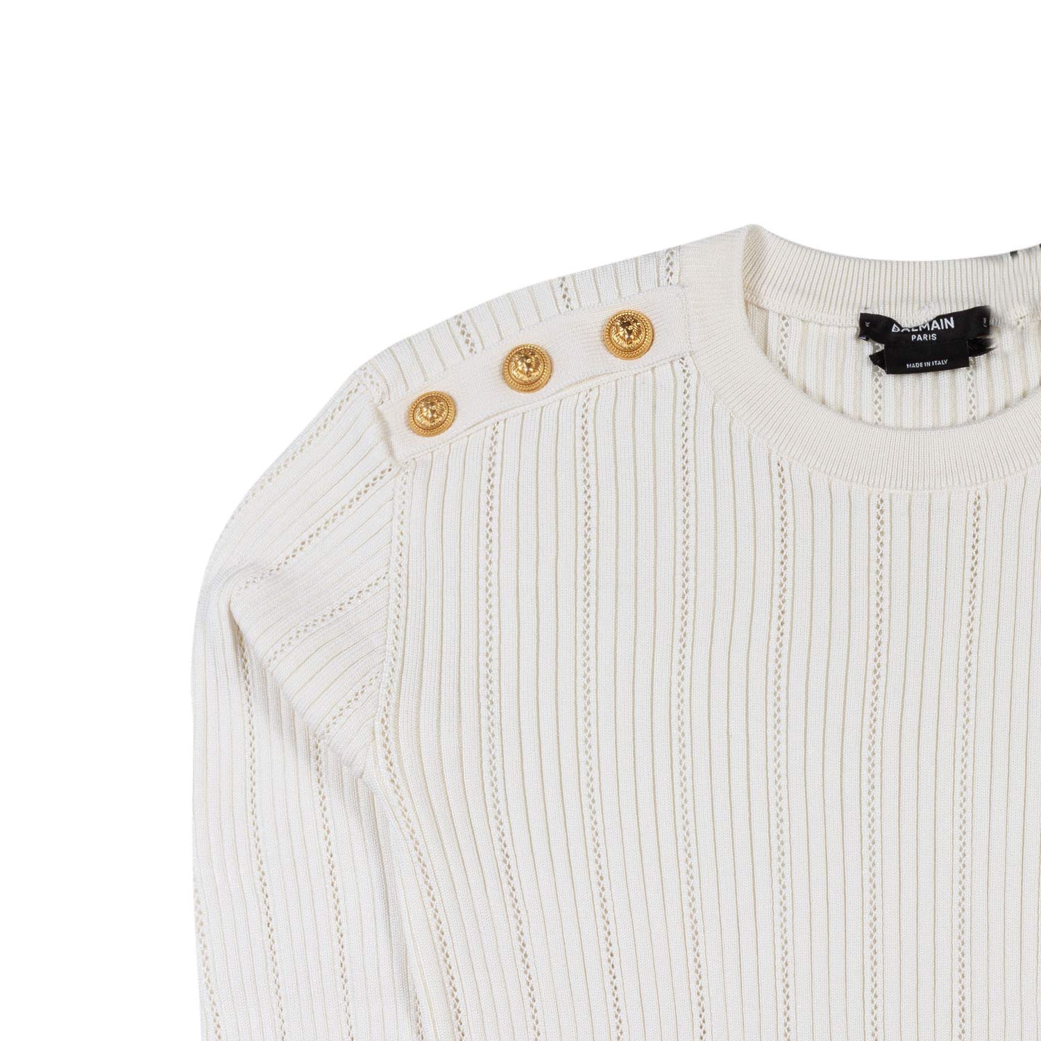 PULLOVER BIANCO LATTE CON BOTTONI ORO BAMBINA TEEN - annameglio.com abbigliamento moda