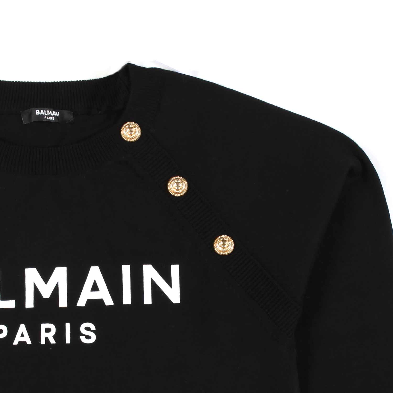 FELPA NERA CON LOGO BIANCO E BOTTONI ORO - annameglio.com abbigliamento moda