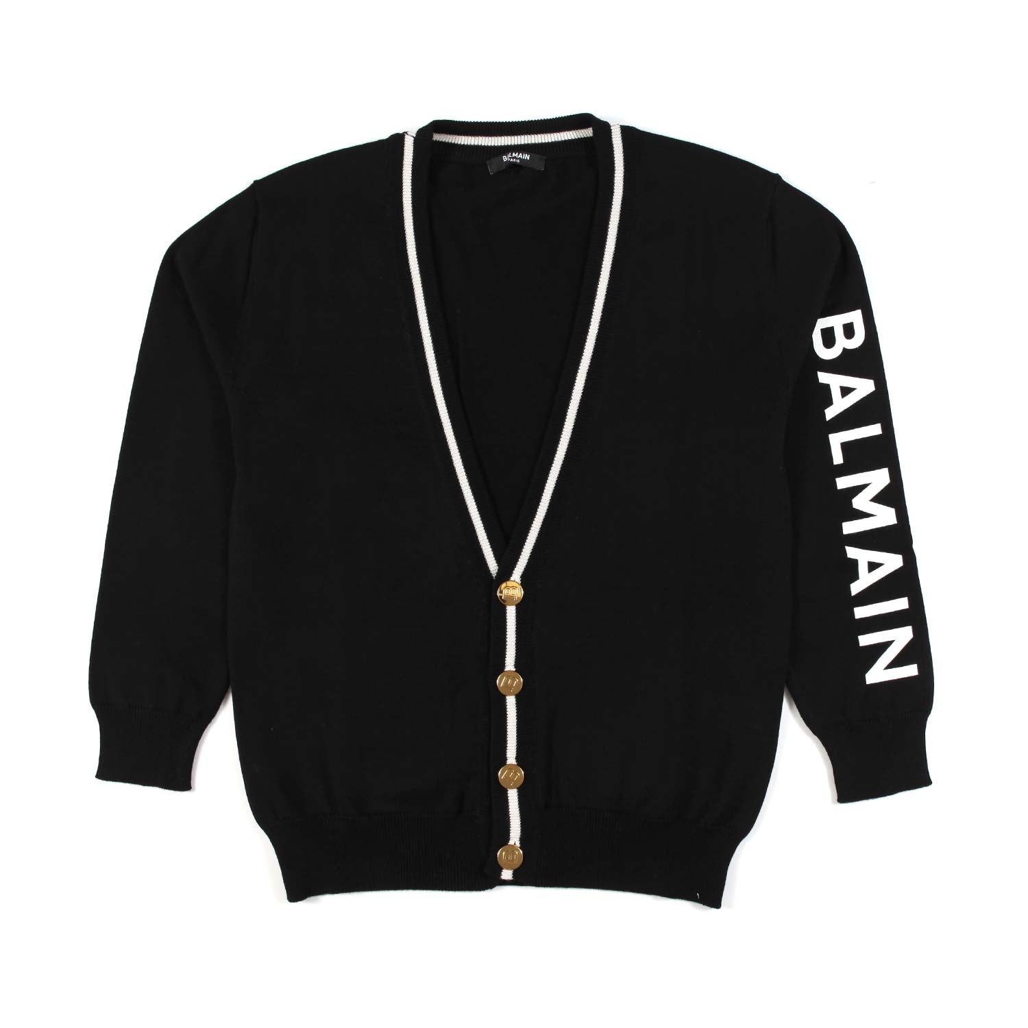CARDIGAN NERO E BIANCO CON BOTTONI ORO - annameglio.com abbigliamento moda