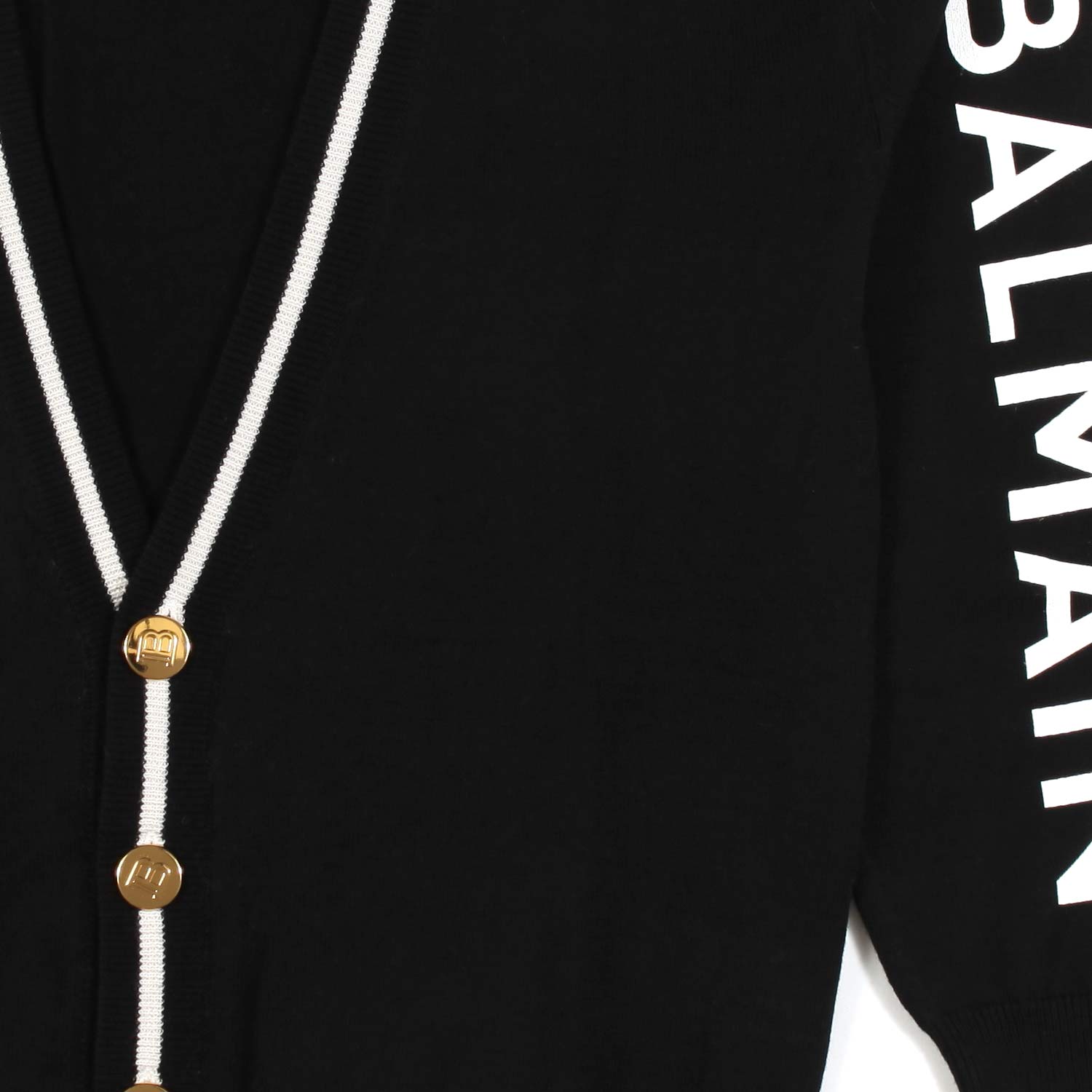 CARDIGAN NERO E BIANCO CON BOTTONI ORO - annameglio.com abbigliamento moda