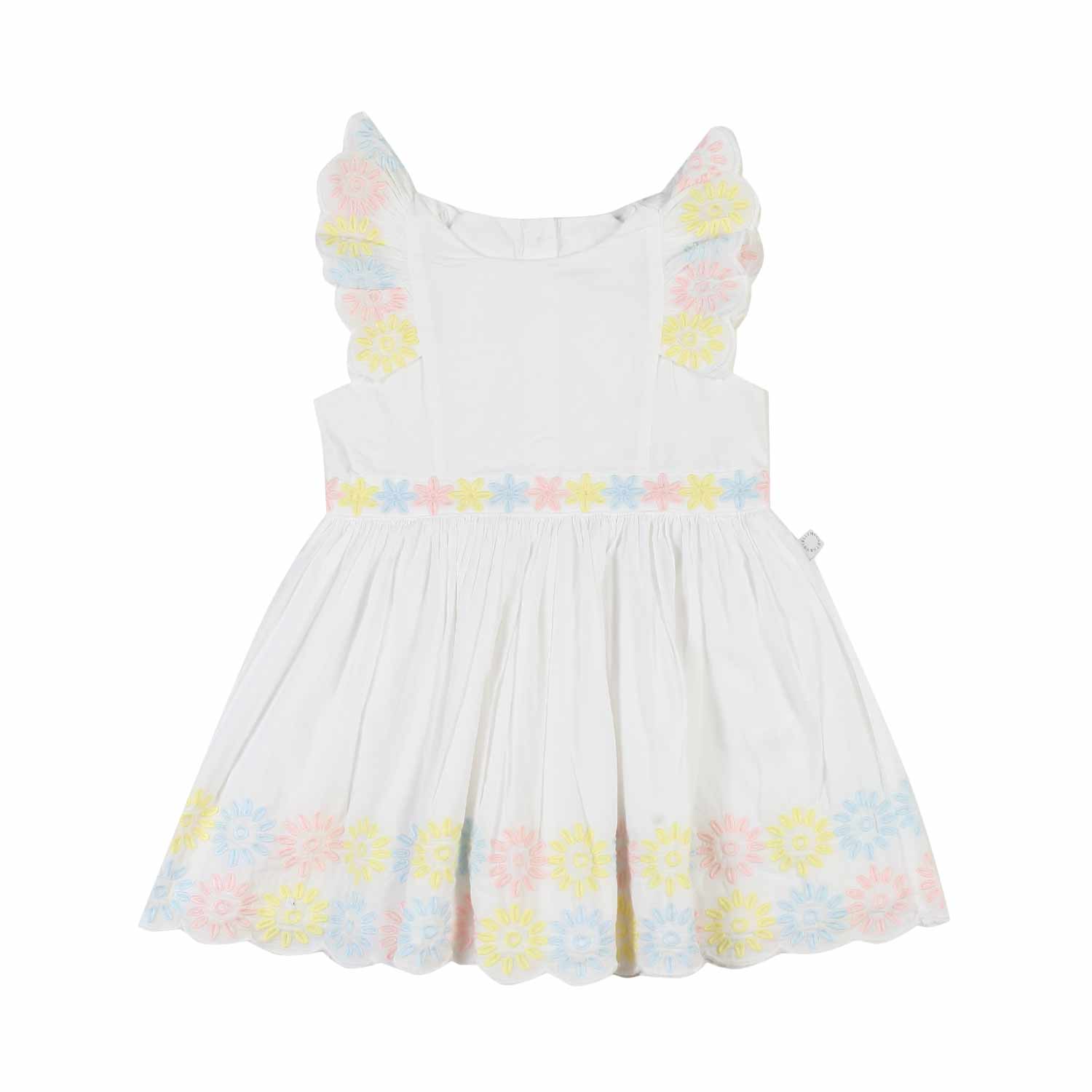 ABITO AVORIO CON FIORI RICAMATI MULTICOLOR BIMBA - annameglio.com abbigliamento moda