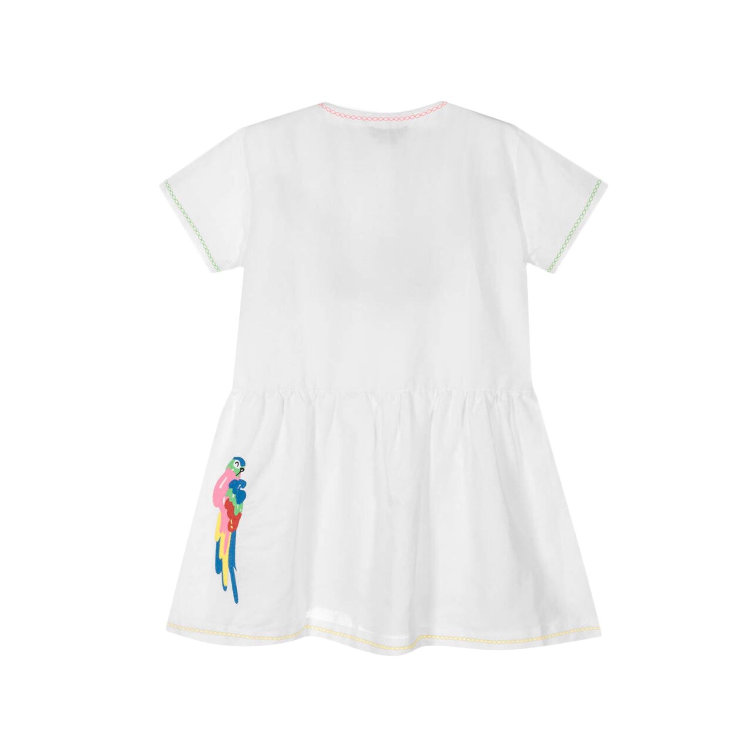 ABITO BIANCO CON PAPPAGALLI MULTICOLOR BAMBINA - annameglio.com abbigliamento moda