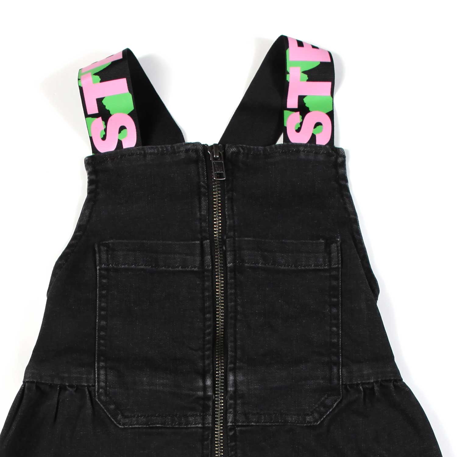 ABITO SALOPETTE NERO IN DENIM BAMBINA - annameglio.com abbigliamento moda