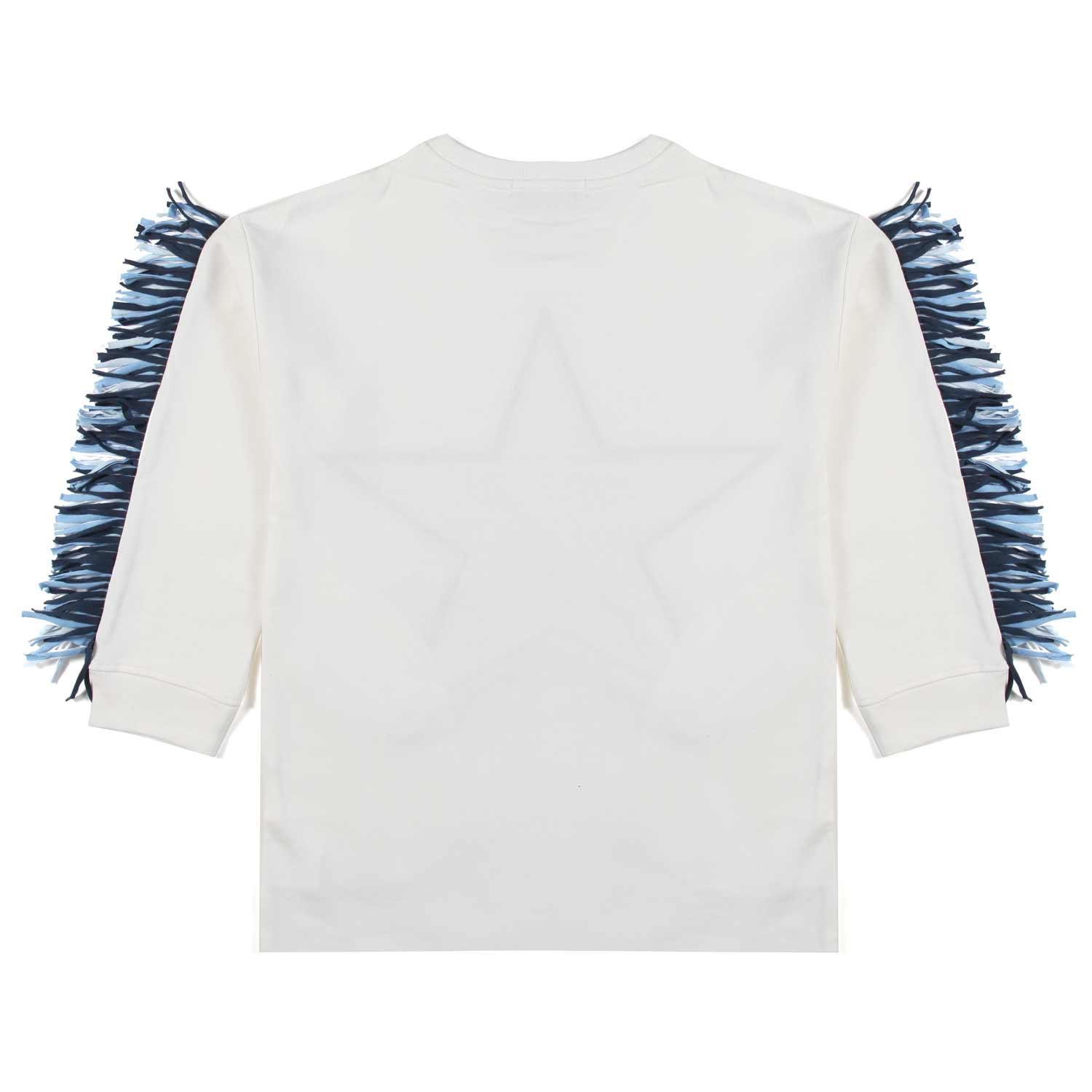MAXI FELPA BIANCA CON STELLA BLU E FRANGE - annameglio.com abbigliamento moda
