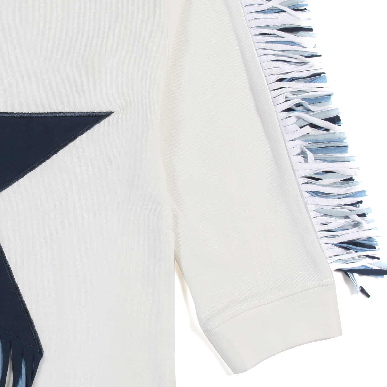 MAXI FELPA BIANCA CON STELLA BLU E FRANGE - annameglio.com abbigliamento moda