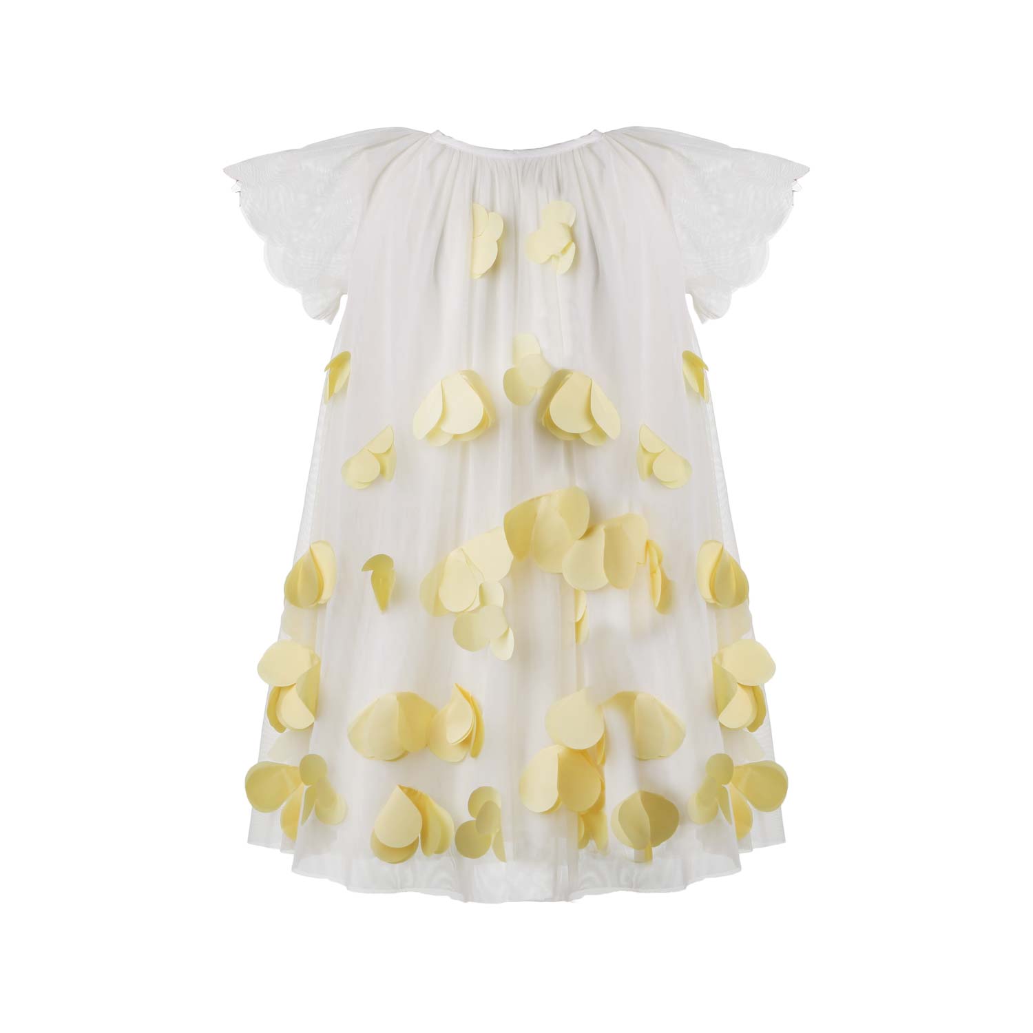 Abito tulle bianco avorio con petali - annameglio.com abbigliamento moda