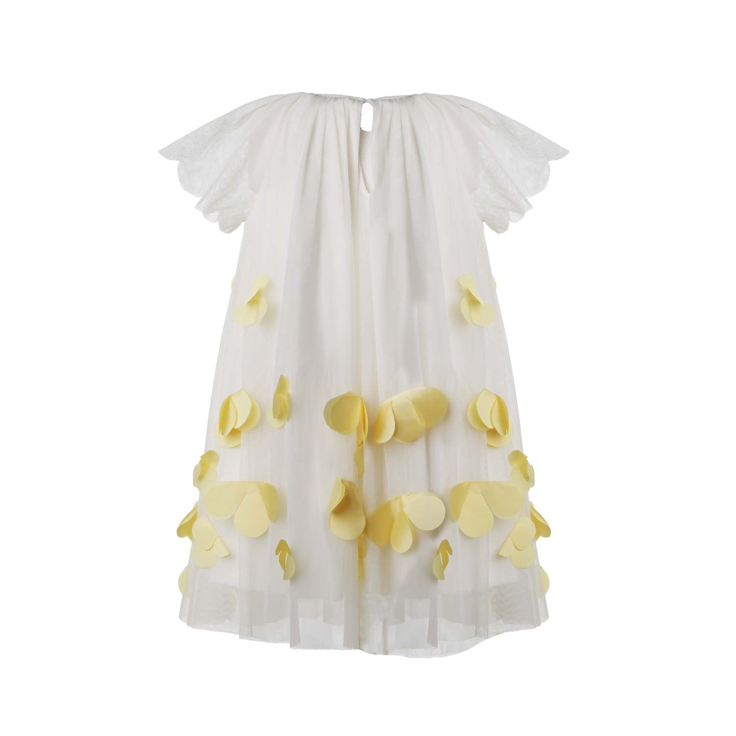 Abito tulle bianco avorio con petali - annameglio.com abbigliamento moda