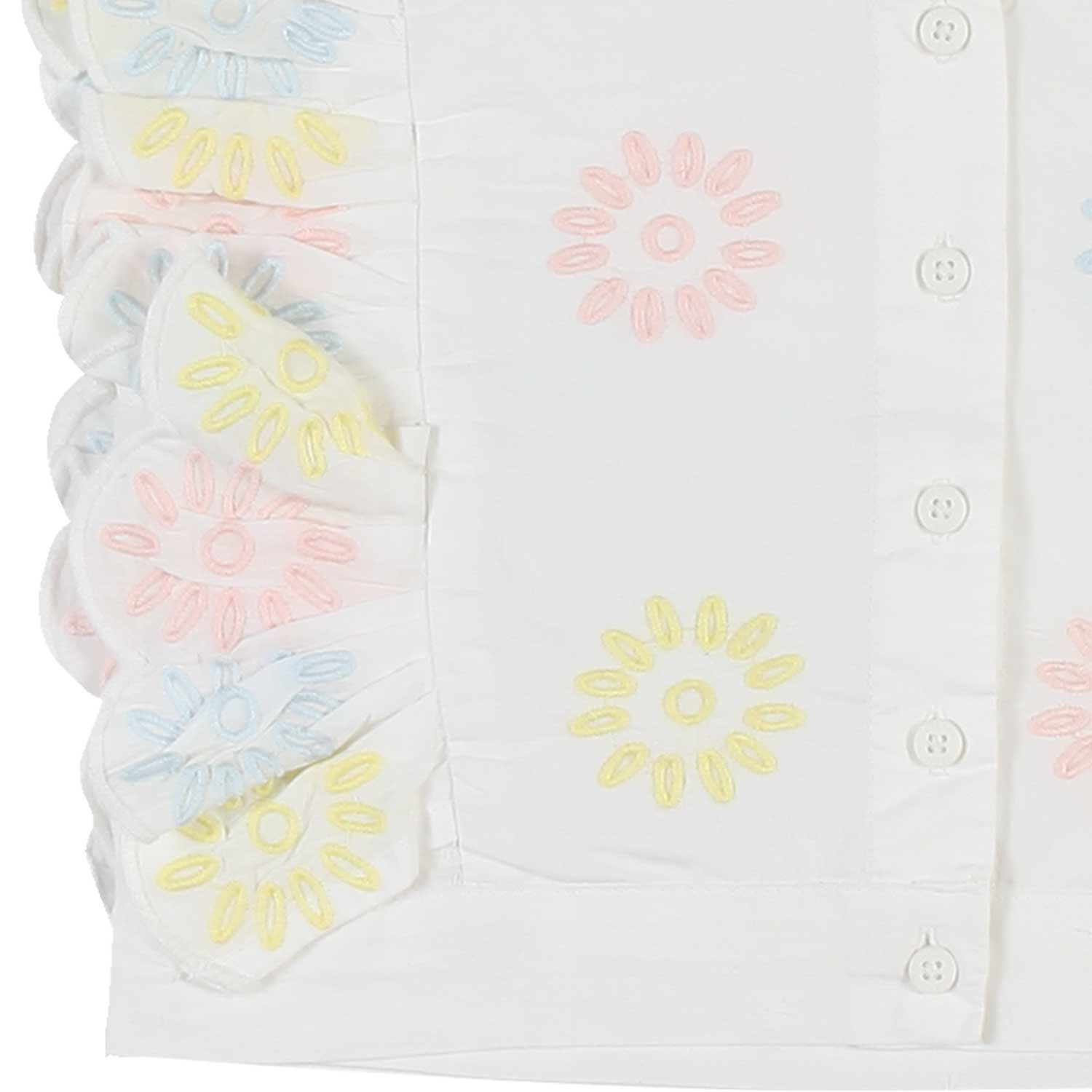 TOP CORTO AVORIO CON FIORI RICAMATI MULTICOLOR - annameglio.com abbigliamento moda