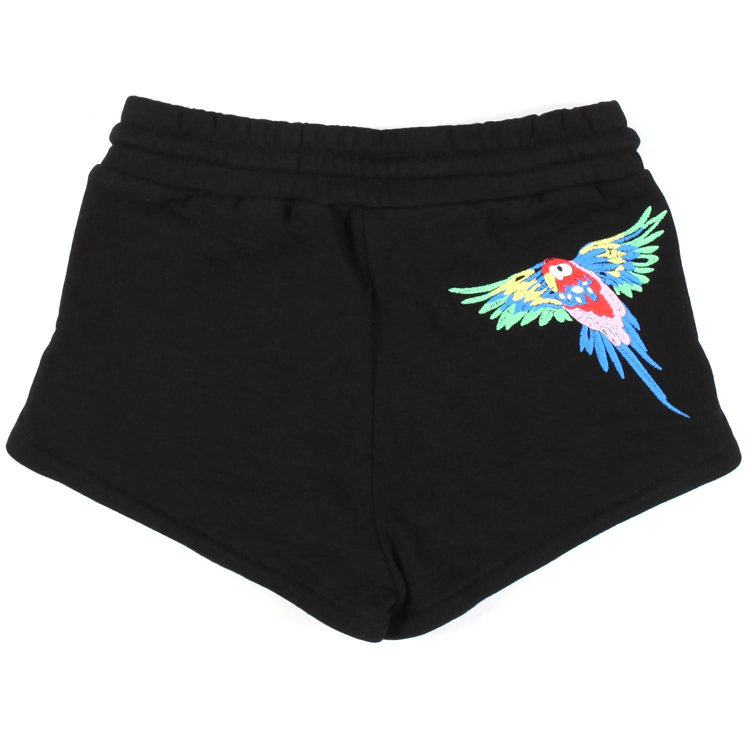 SHORTS FELPA NERI CON PAPPAGALLI RICAMATI - annameglio.com abbigliamento moda