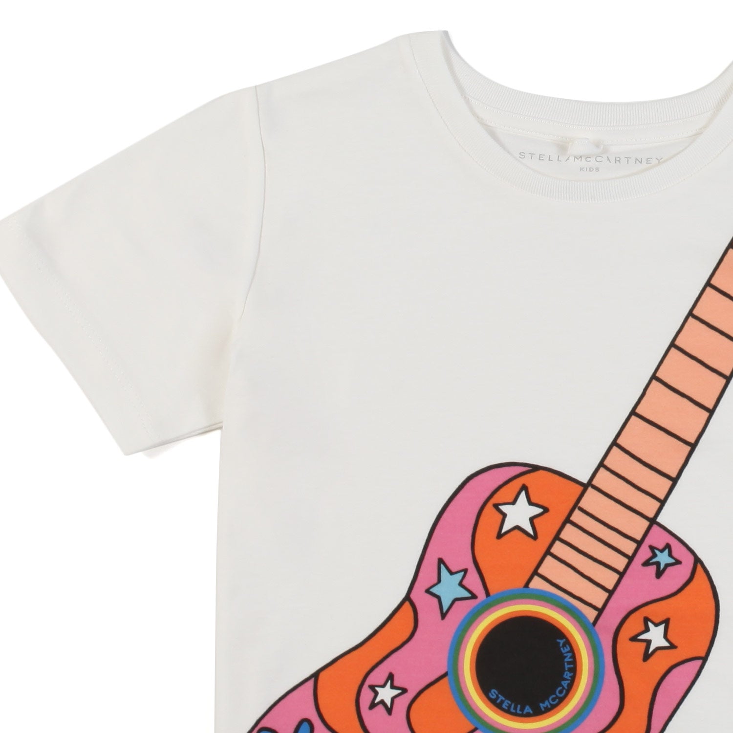 T-SHIRT UNISEX BIANCA CON CHITARRA MULTICOLOR - annameglio.com abbigliamento moda