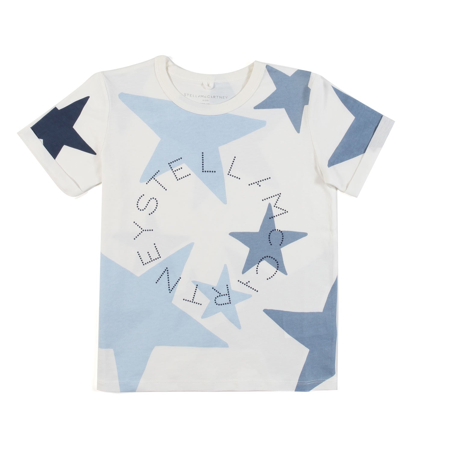 T-SHIRT UNISEX BIANCA CON STELLE BLU E CELESTI - annameglio.com abbigliamento moda