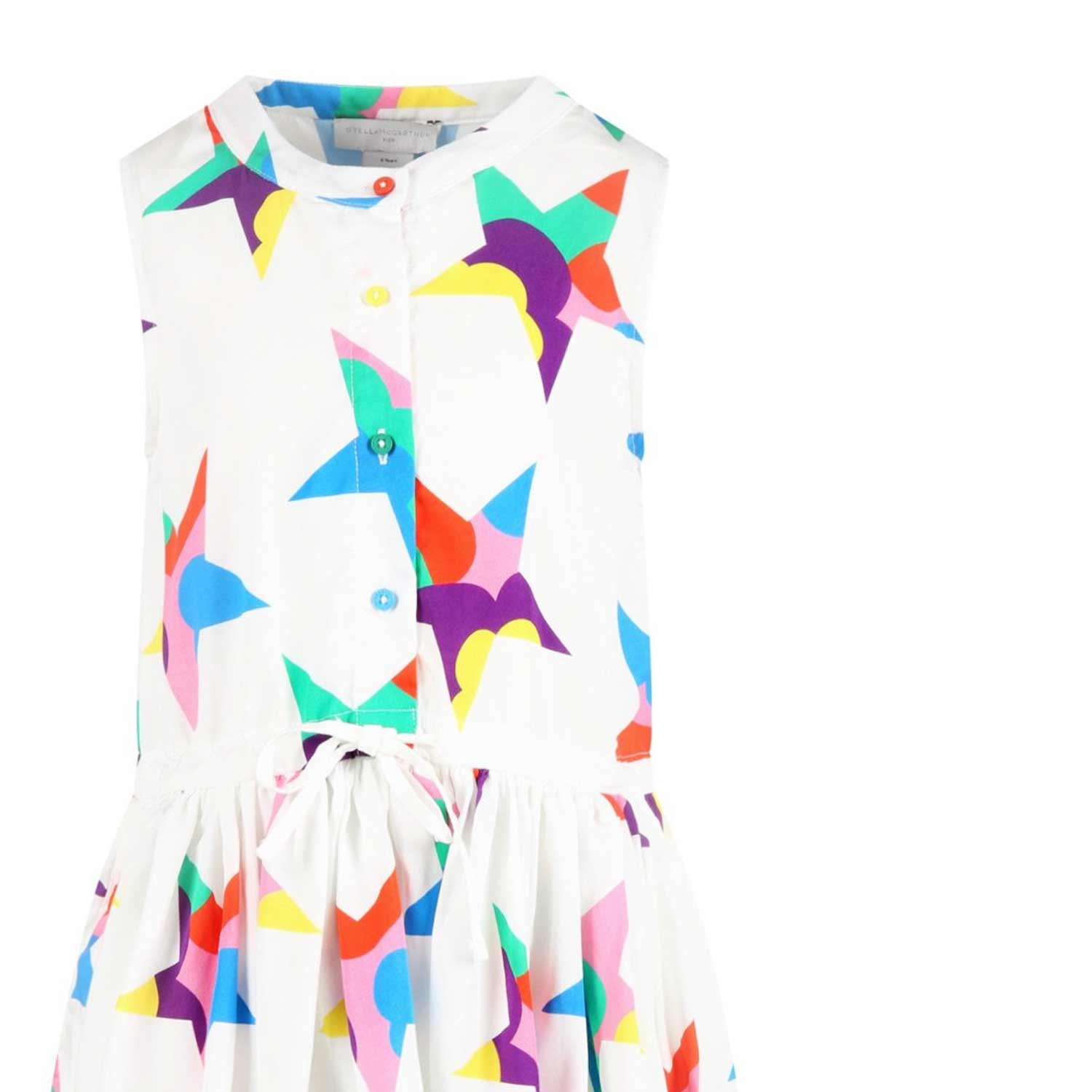 ABITO BIANCO CON STELLE MULTICOLOR BAMBINA - annameglio.com abbigliamento moda