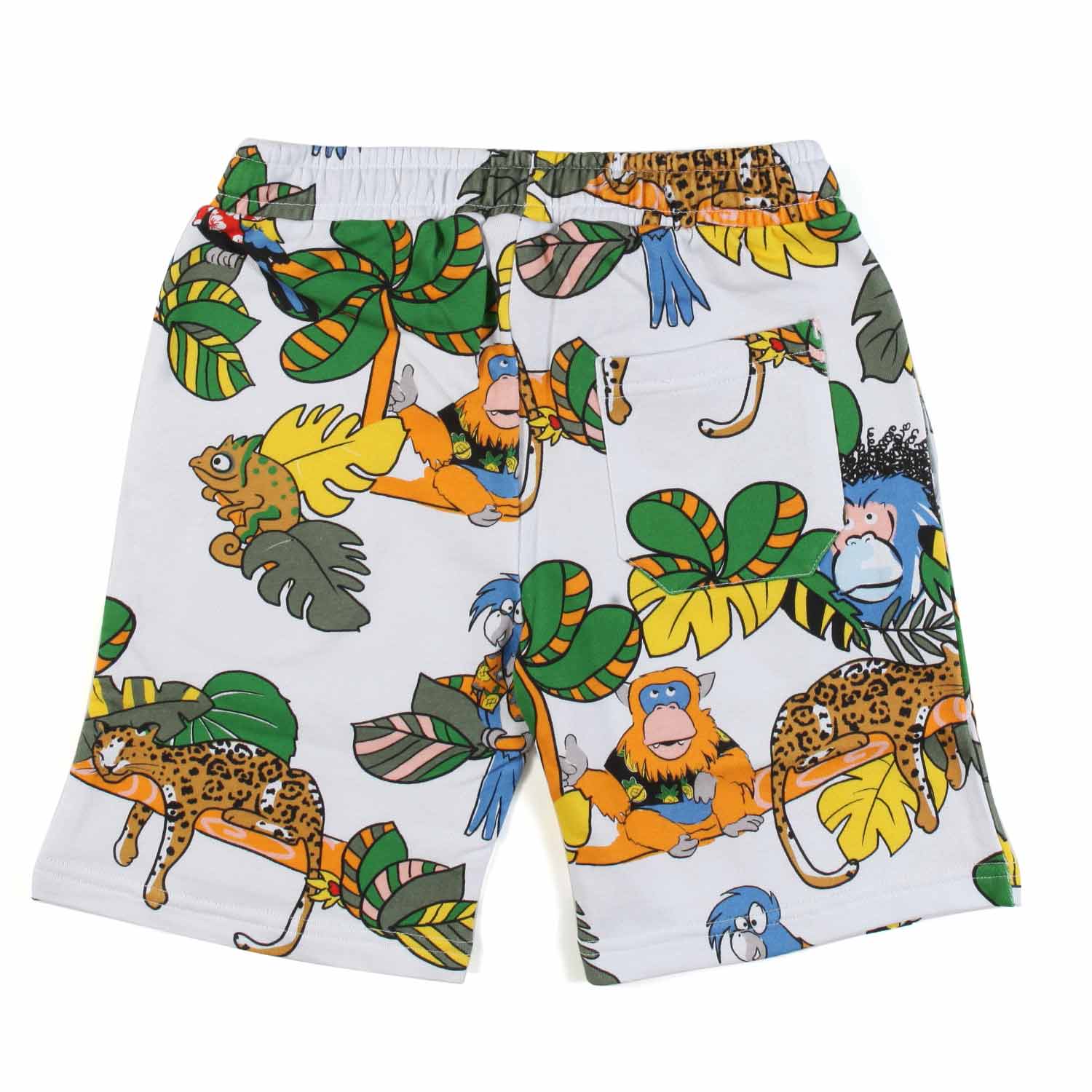 SHORTS FELPA BIANCHI BAMBINO CON STAMPA GIUNGLA - annameglio.com abbigliamento moda