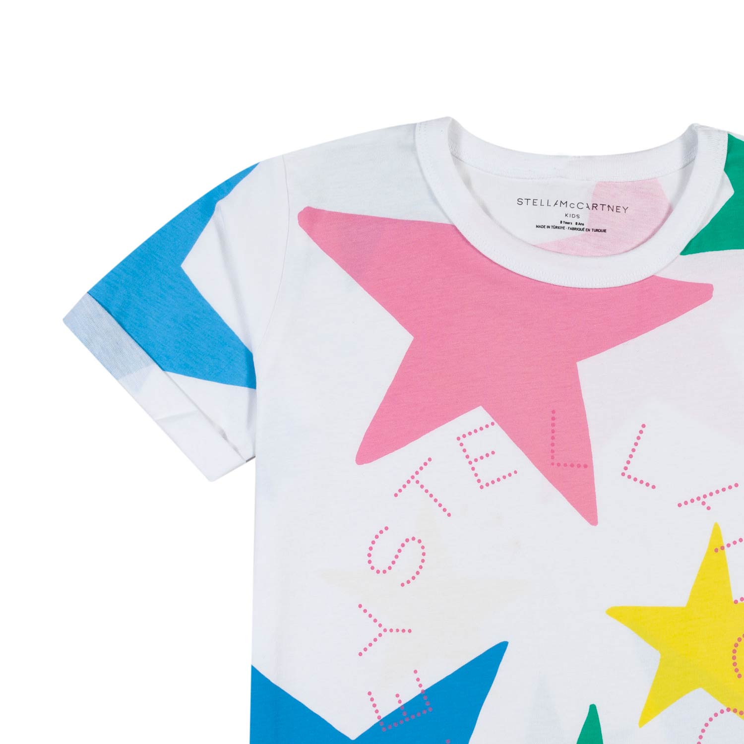 T-shirt bianca con stampa star multicolor - annameglio.com abbigliamento moda