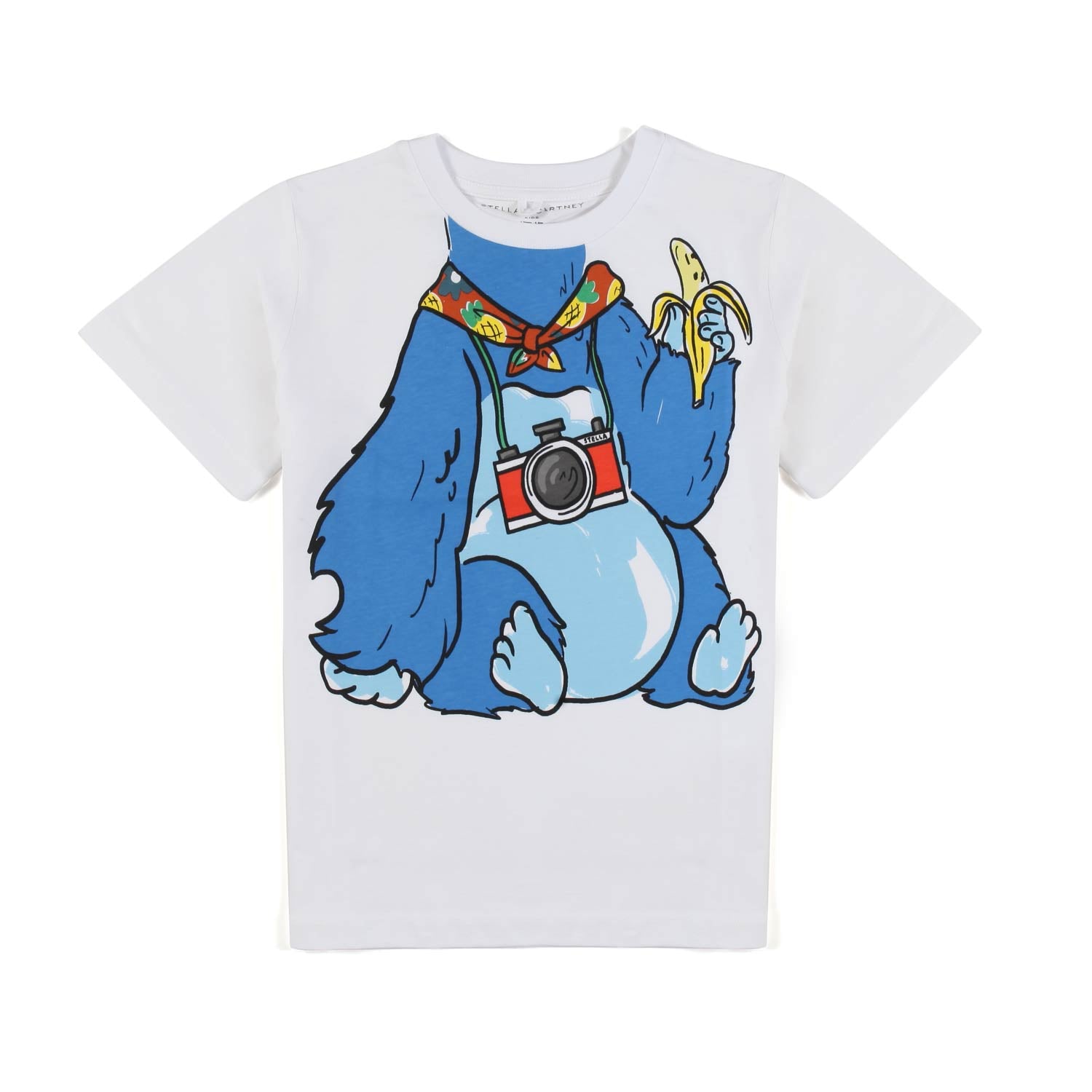 T-SHIRT BIANCA CON GORILLA BLU BAMBINA E BAMBINO - annameglio.com abbigliamento moda