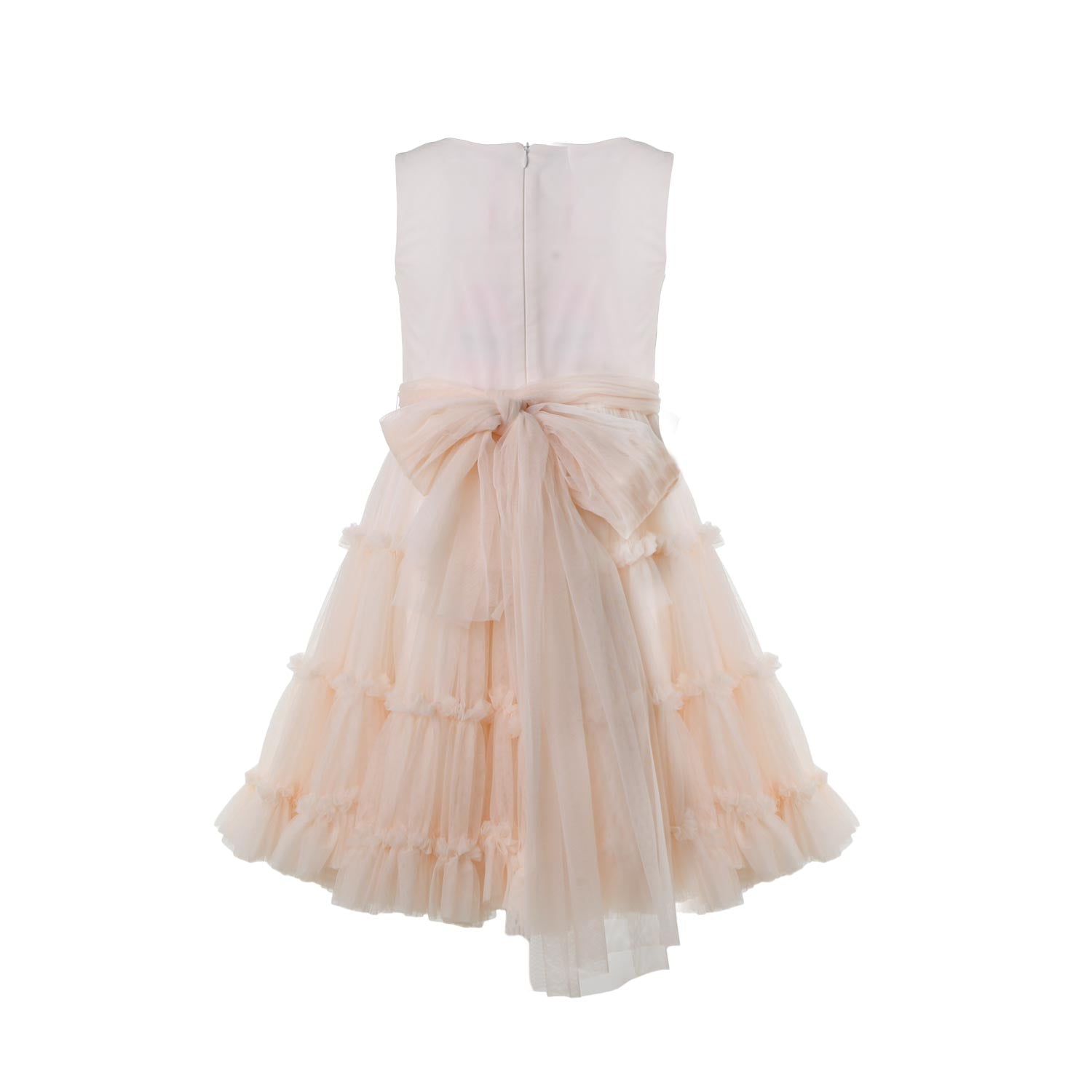 ABITO TULLE ROSA CIPRIA CON CINTA E SPILLA FIORE - annameglio.com abbigliamento moda