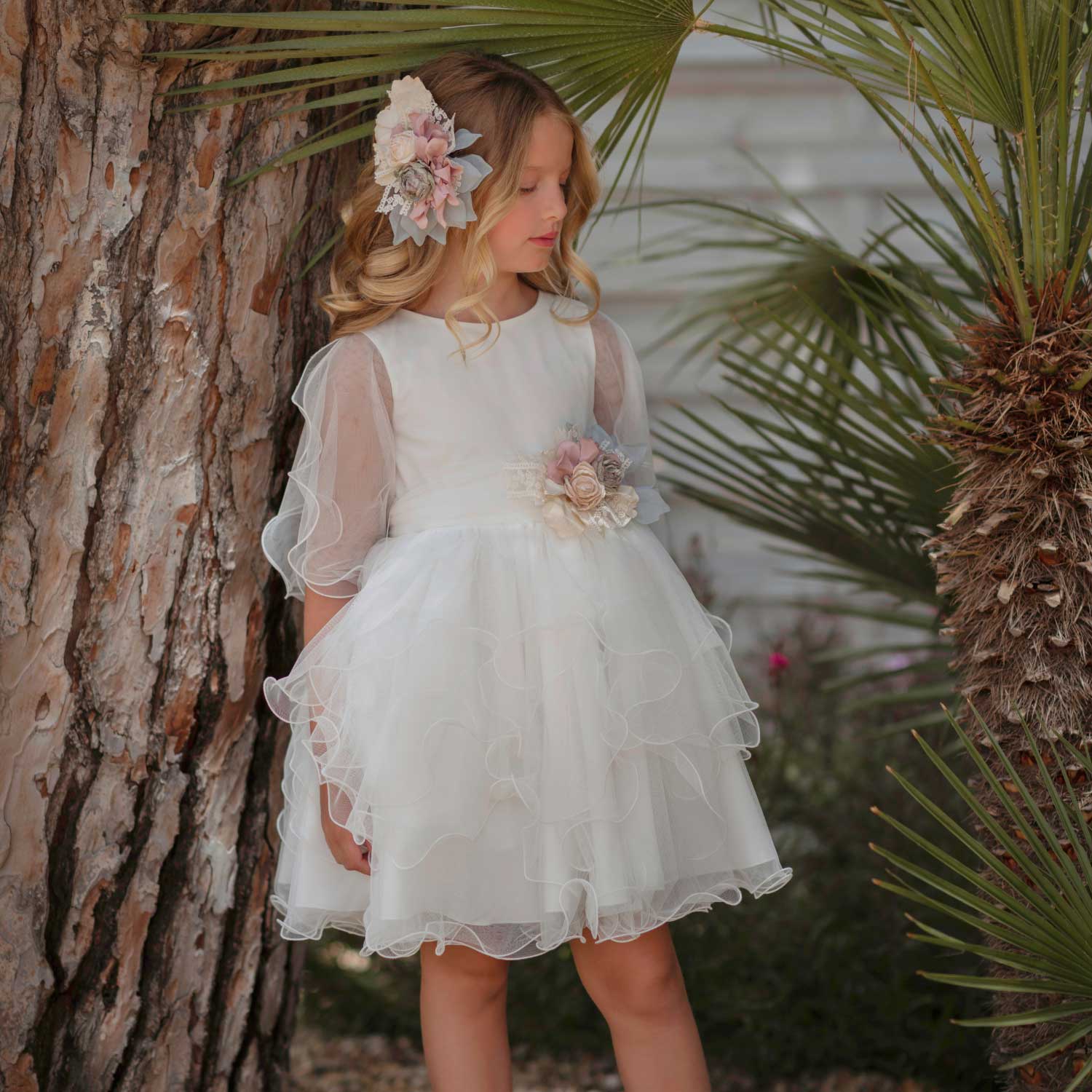 ABITO BIANCO LATTE IN TULLE A BALZE - annameglio.com abbigliamento moda