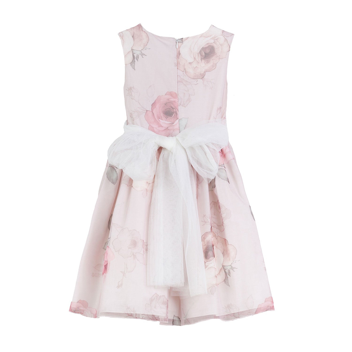 ABITO FLOREALE ROSA IN TULLE CON CINTURA - annameglio.com abbigliamento moda