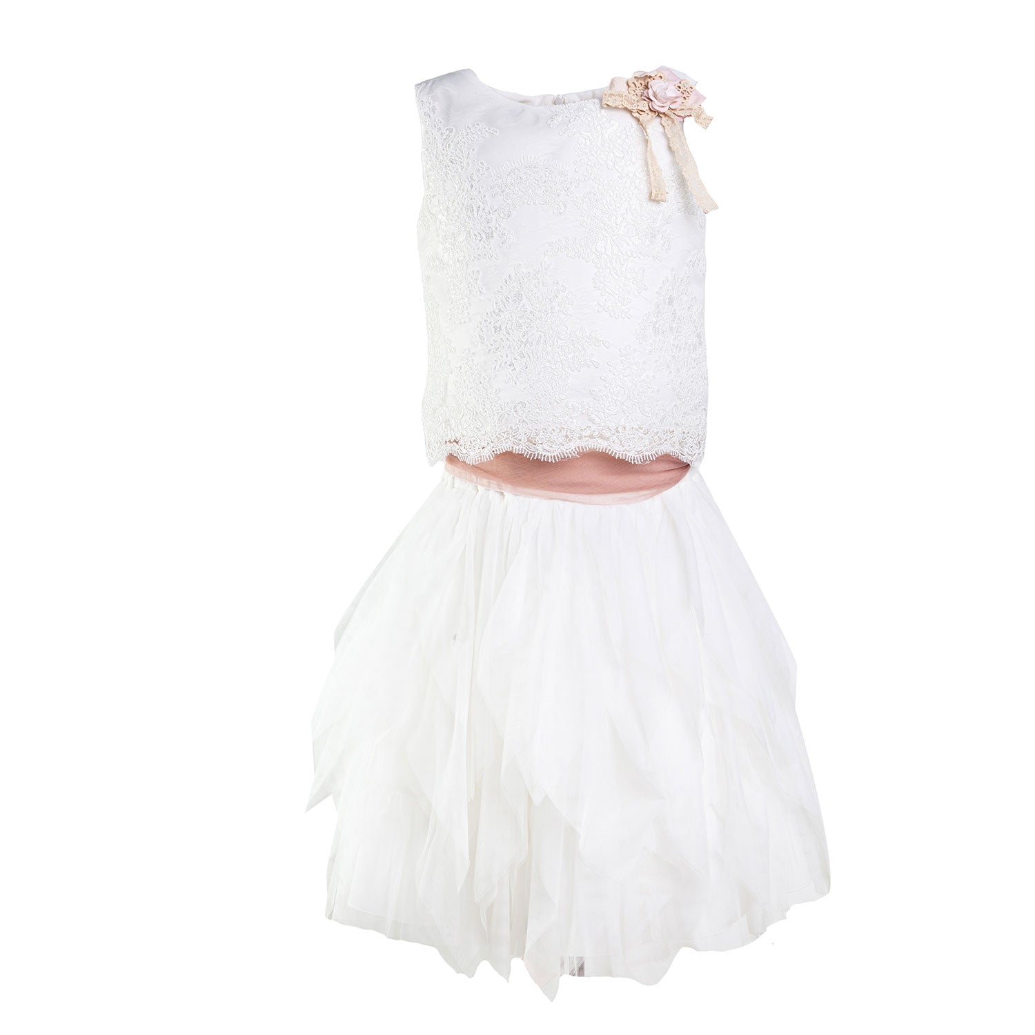 ABITO BIANCO DUE PEZZI IN TULLE E PIZZO - annameglio.com abbigliamento moda