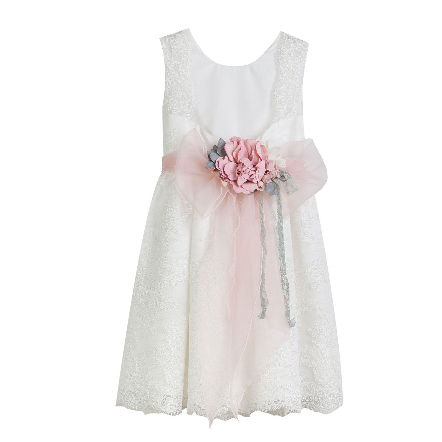 ABITO BIANCO LATTE IN TULLE RICAMATO E PIZZO - annameglio.com abbigliamento moda