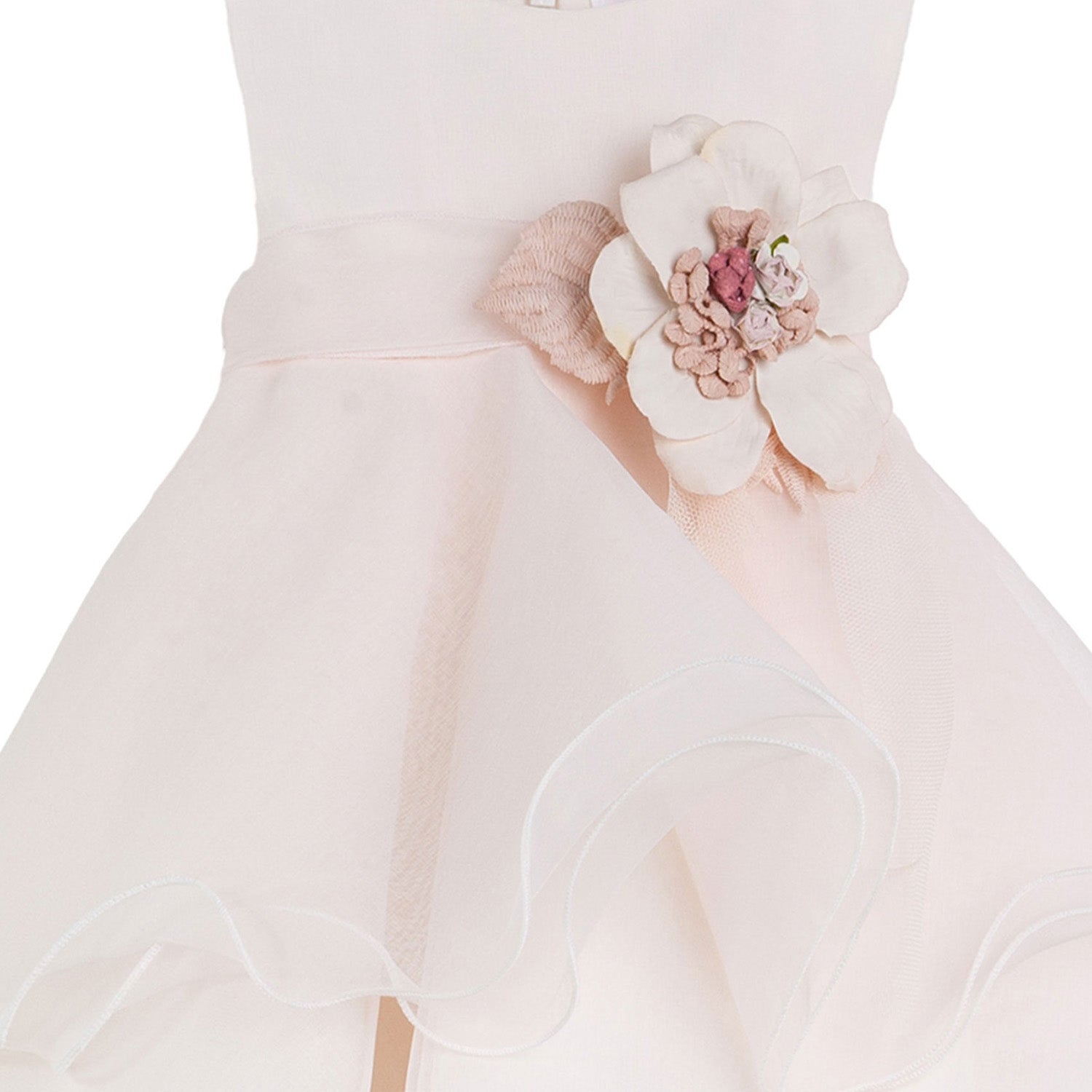 MINI ABITO TULLE ROSA CHIARO CON FIORE CIPRIA - annameglio.com abbigliamento moda