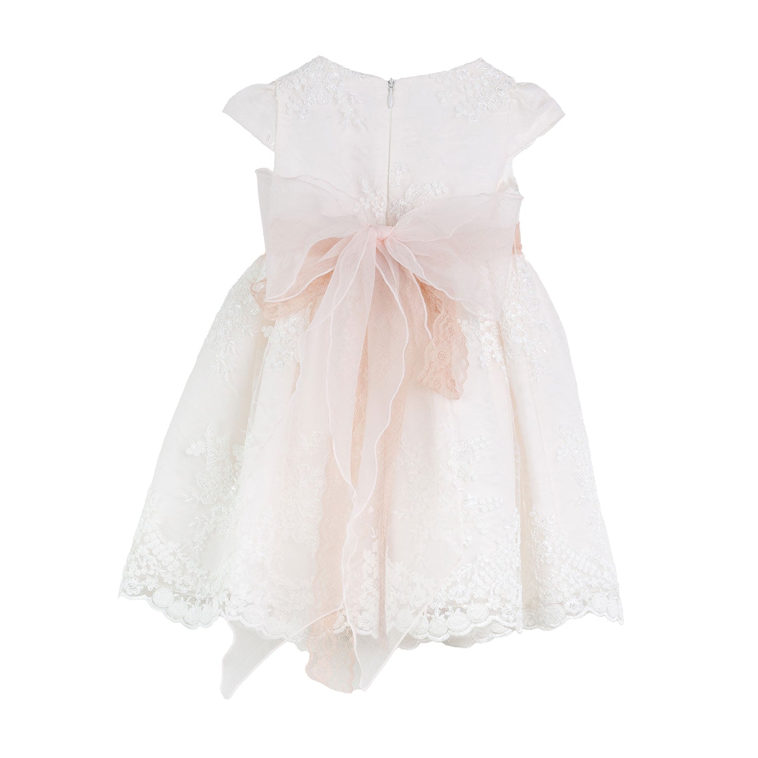 VESTITO TULLE BIANCO RICAMATO SU BASE ROSA CHIARO - annameglio.com abbigliamento moda