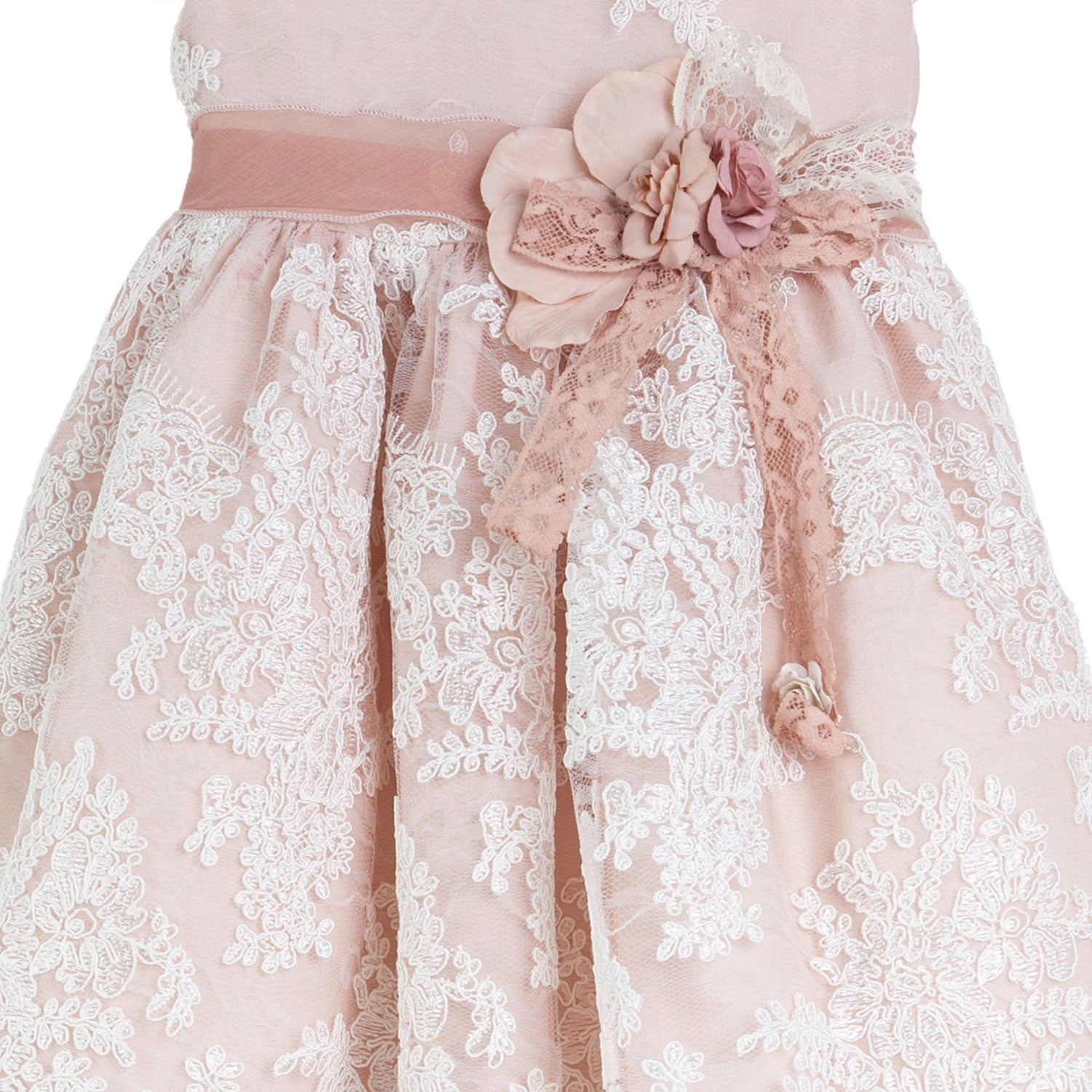 MINI VESTITO ROSA ANTICO RICAMATO IN BIANCO - annameglio.com abbigliamento moda