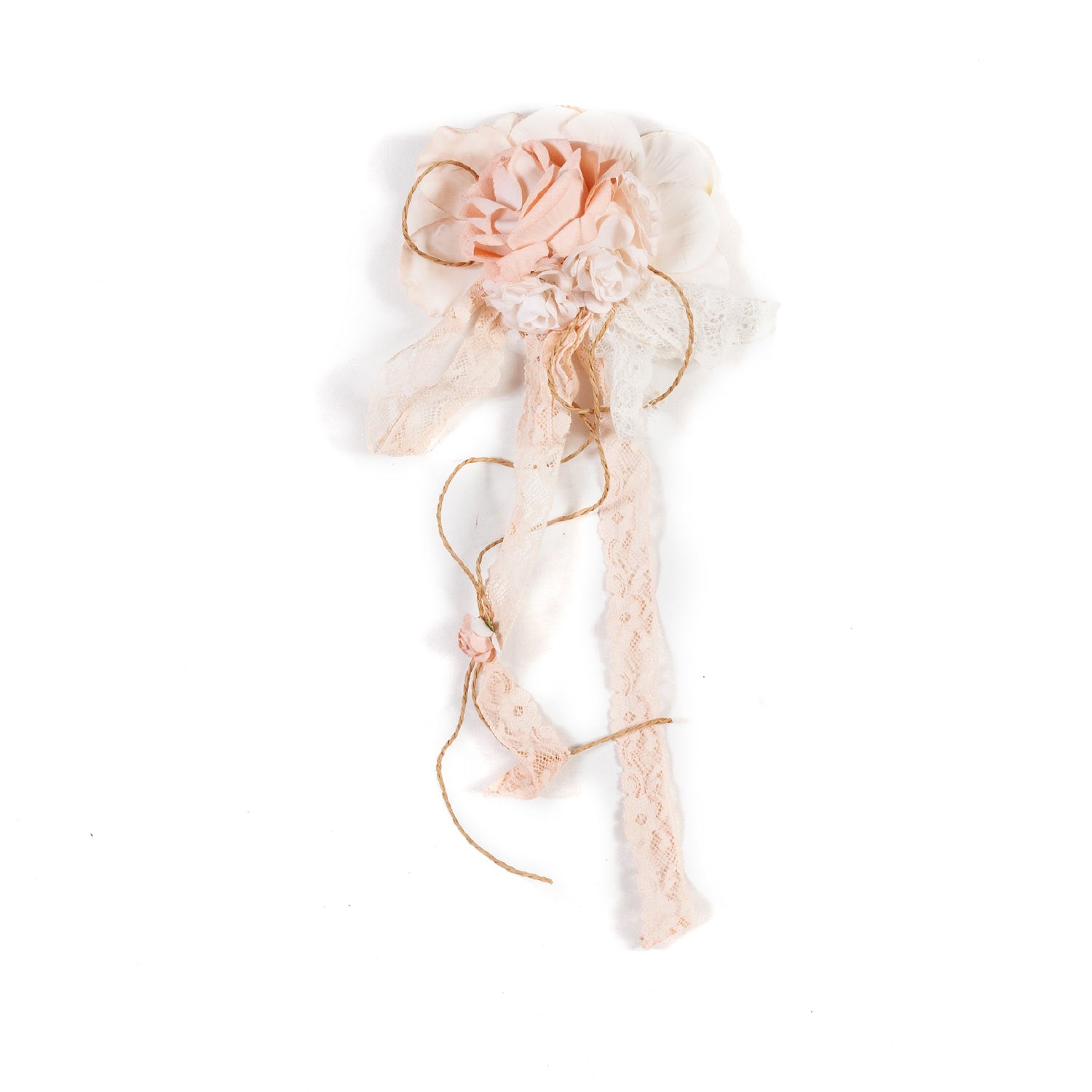 FERMAGLIO FLOREALE ROSA CIPRIA E BIANCO CON PIZZO - annameglio.com abbigliamento moda