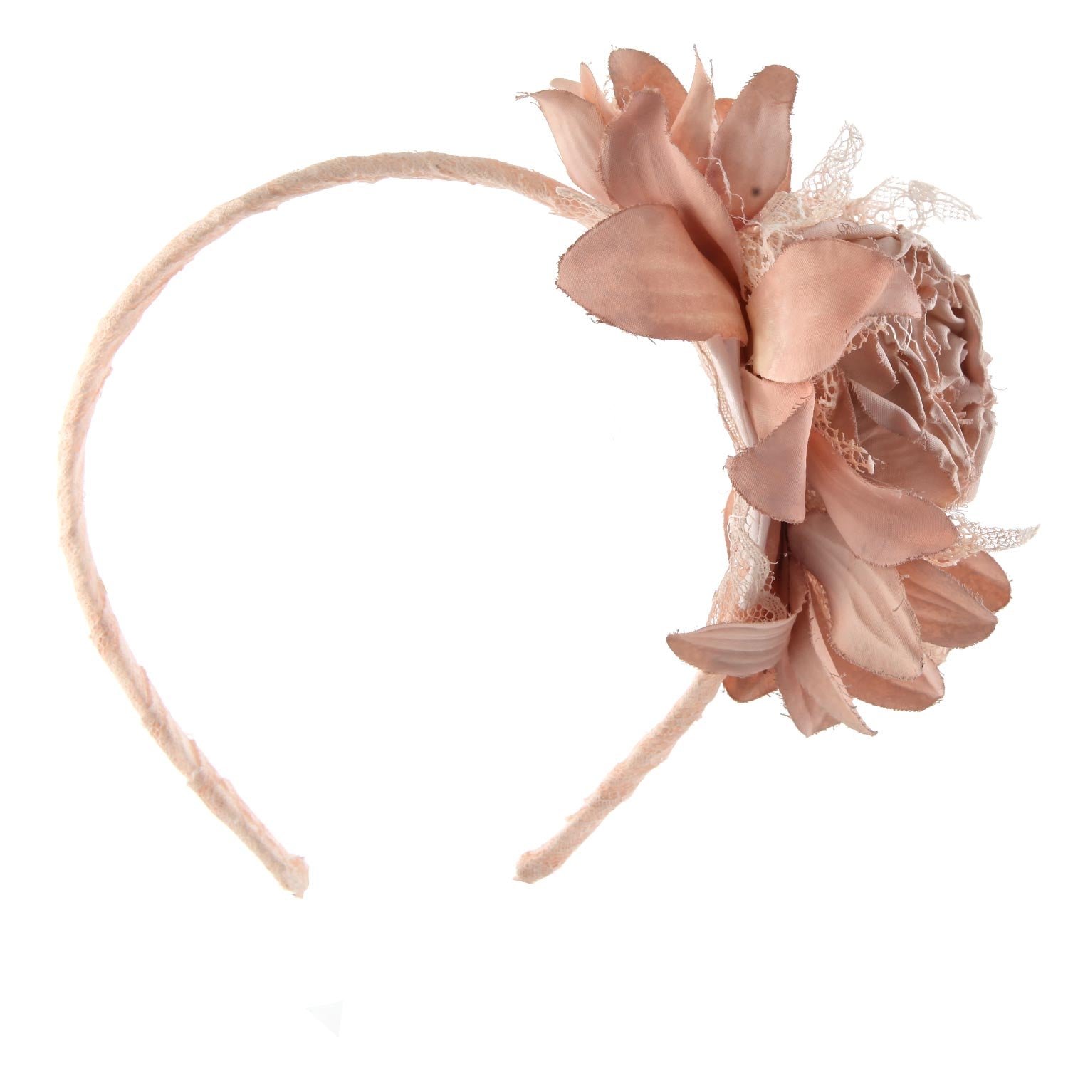 CERCHIETTO ROSA ANTICO CON FIORI E PIZZO - annameglio.com abbigliamento moda