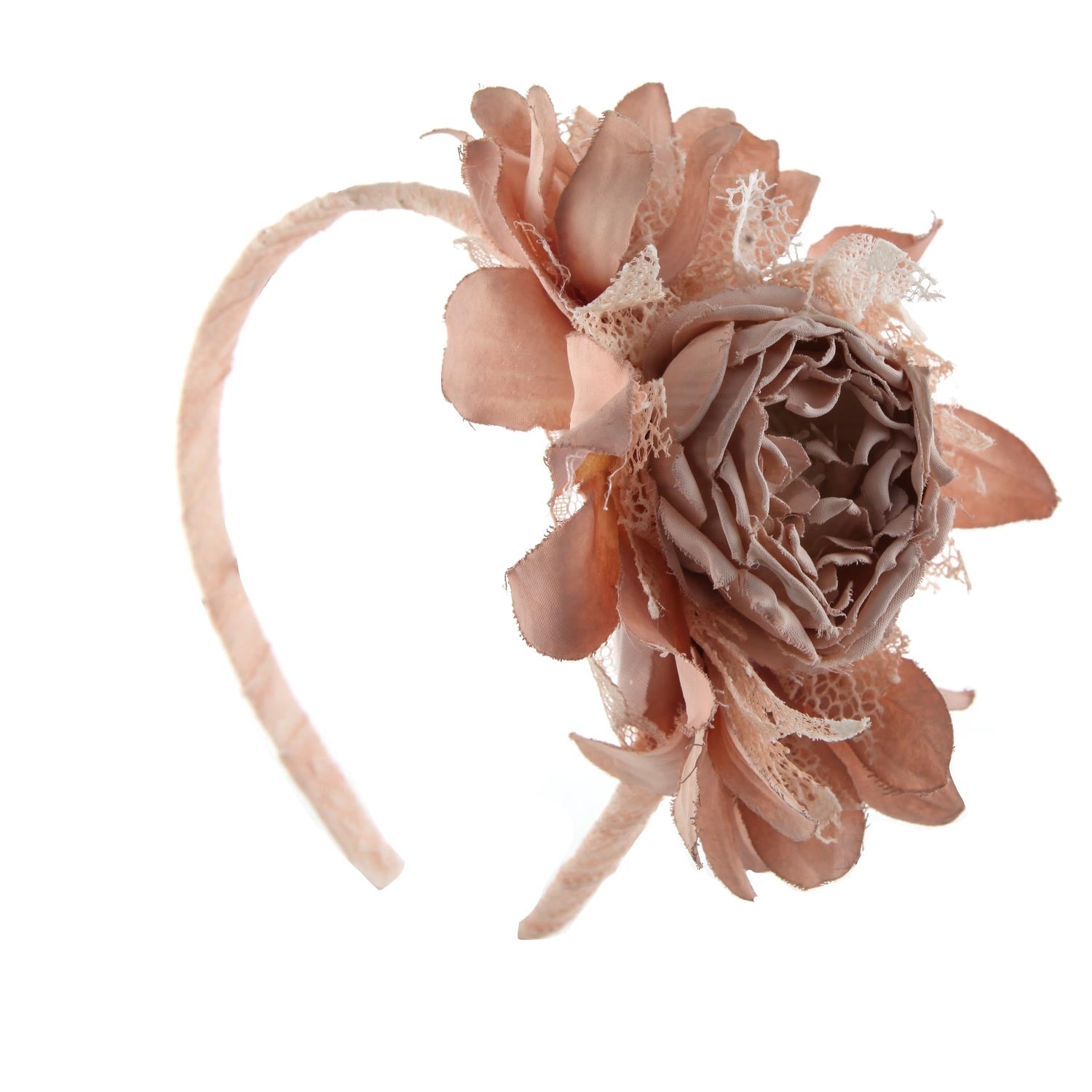 CERCHIETTO ROSA ANTICO CON FIORI E PIZZO - annameglio.com abbigliamento moda