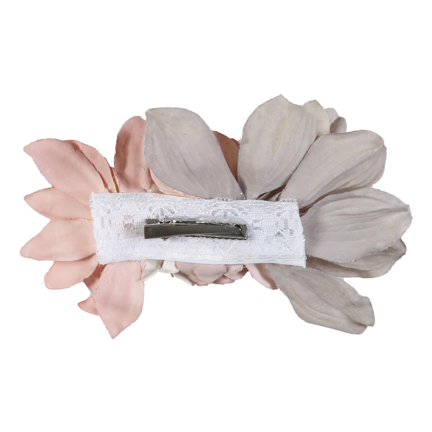 FERMAGLIO CON FIORI PASTELLO MALVA E GRIGIO - annameglio.com abbigliamento moda