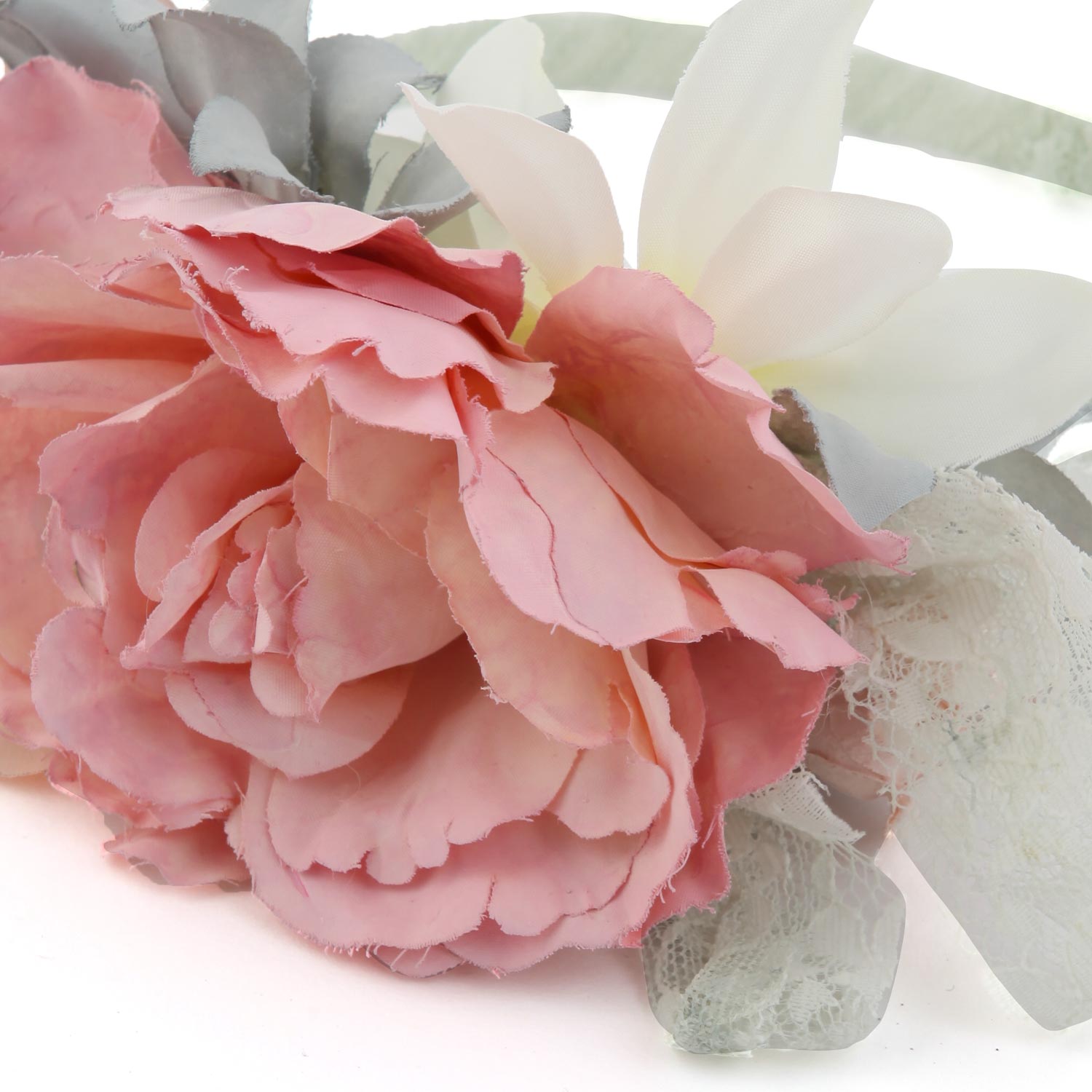 CERCHIETTO ROSA E CELESTE CON FIORI E PIZZO - annameglio.com abbigliamento moda