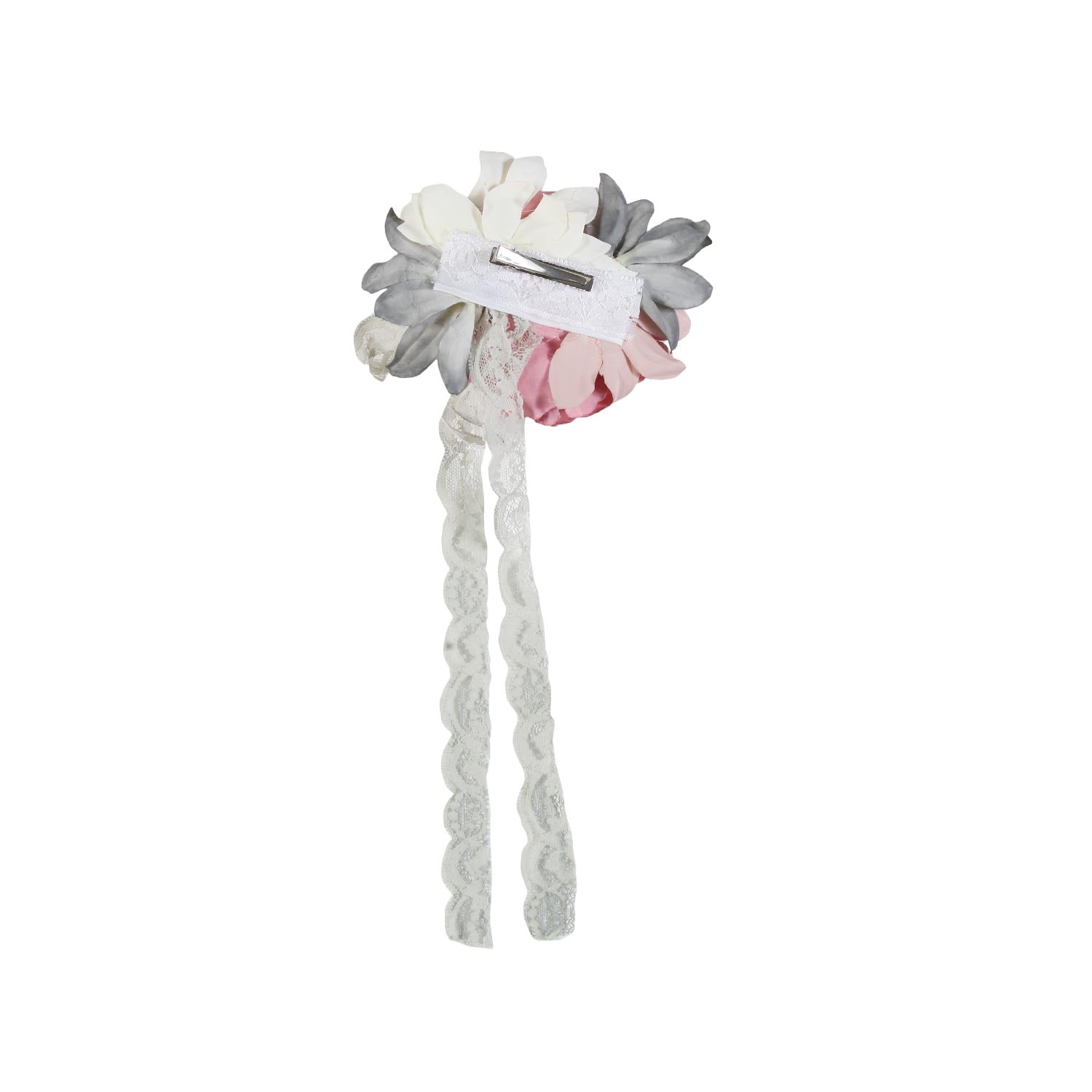 FERMAGLIO FLOREALE ROSA E GRIGIO CON PIZZO - annameglio.com abbigliamento moda