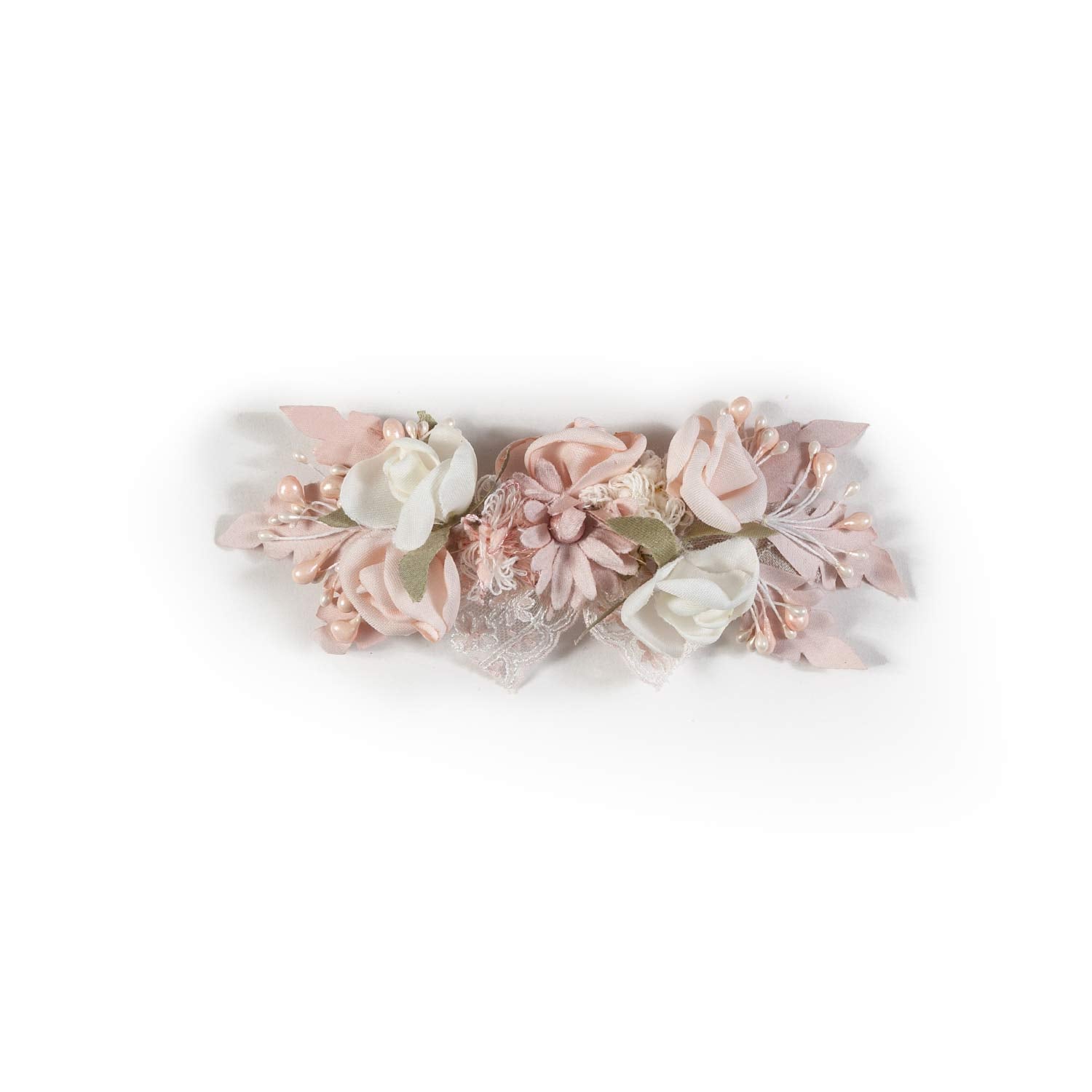 FERMAGLIO FLOREALE ROSA ANTICO E BIANCO - annameglio.com abbigliamento moda